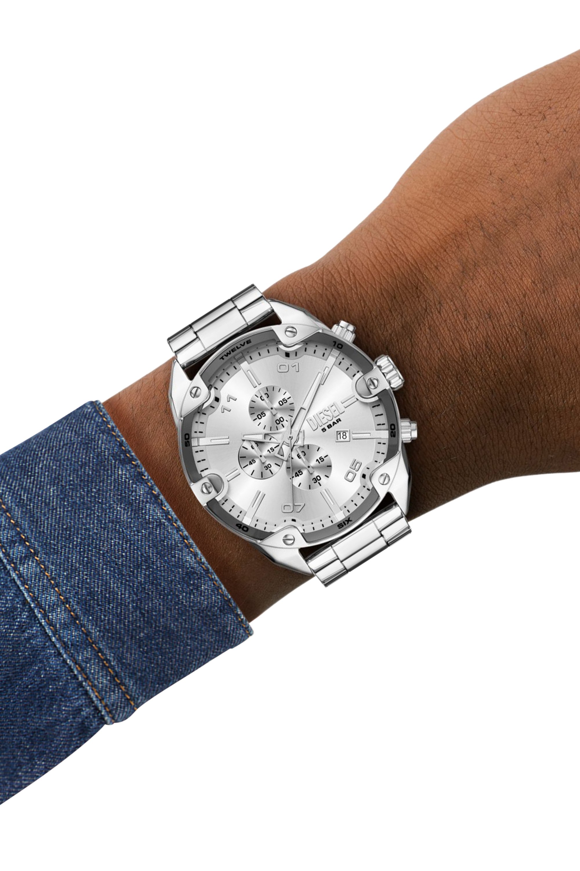 Diesel - DZ4677, Male's Spiked stainless steel watch in シルバー - 4