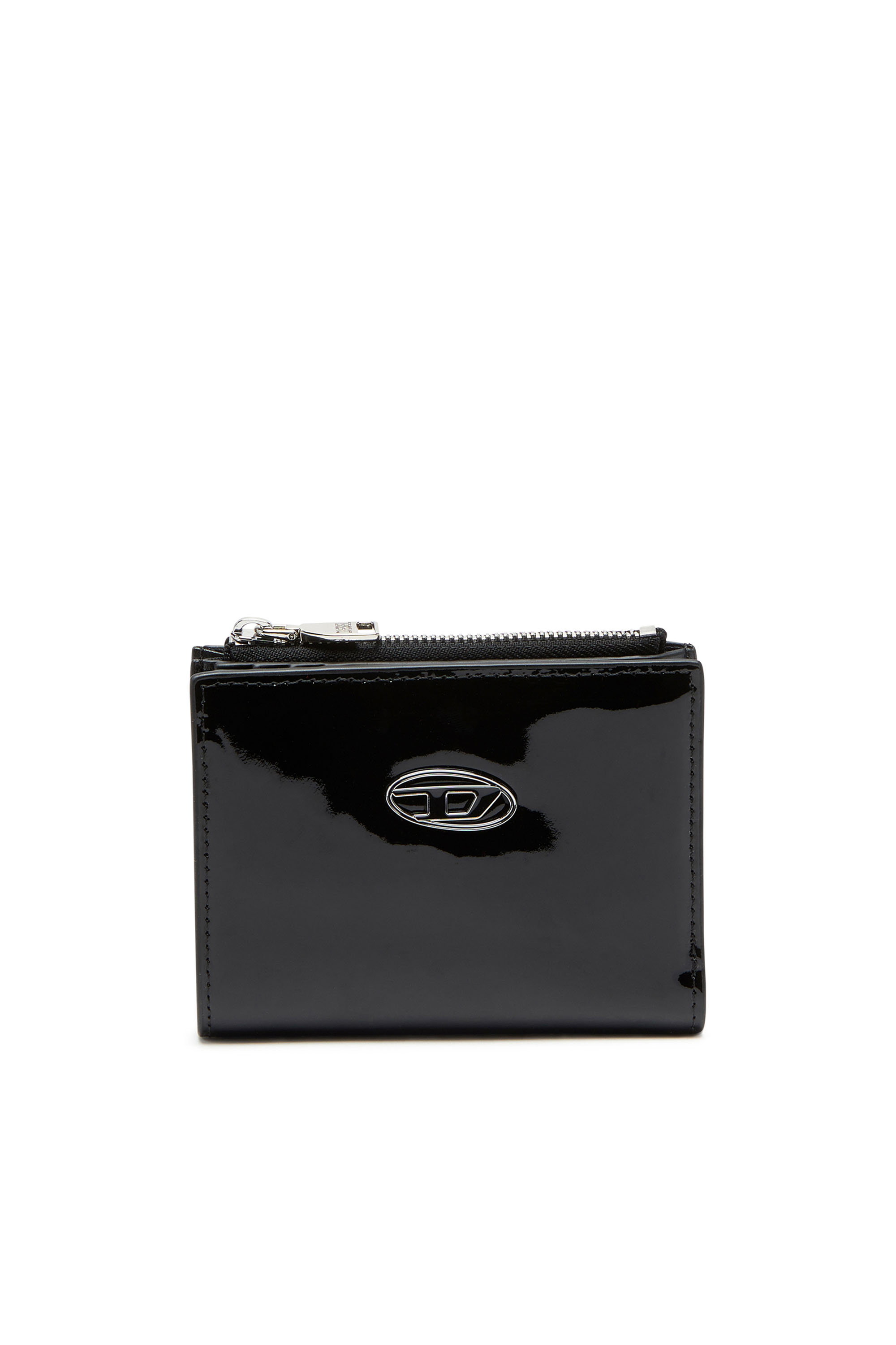 Diesel - PLAY BI-FOLD ZIP II, Female Small wallet in glossy leather in ブラック - Image 1