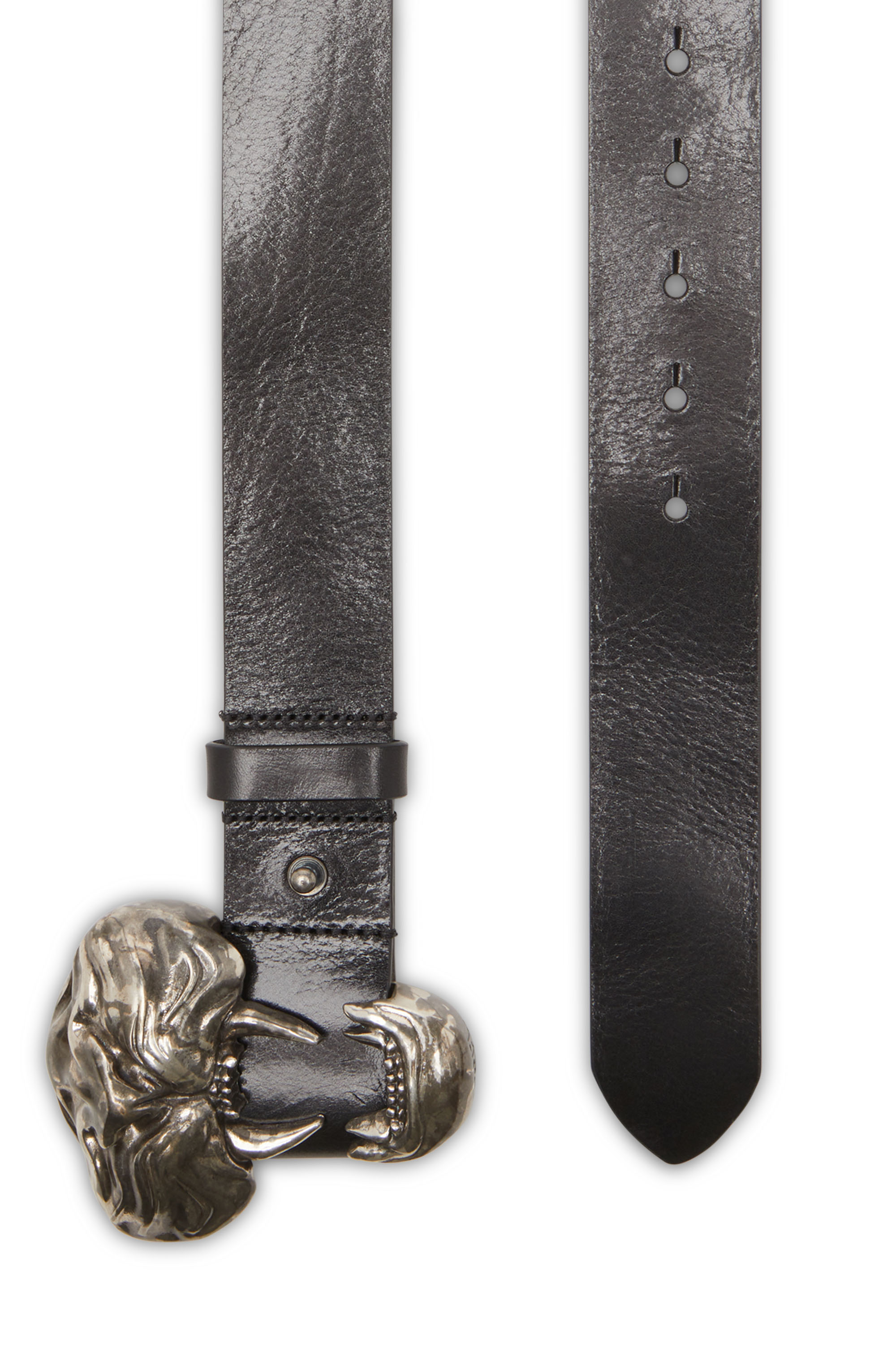 Diesel - B-ITE, Unisex's Leather belt with bite buckle in ブラック - 2