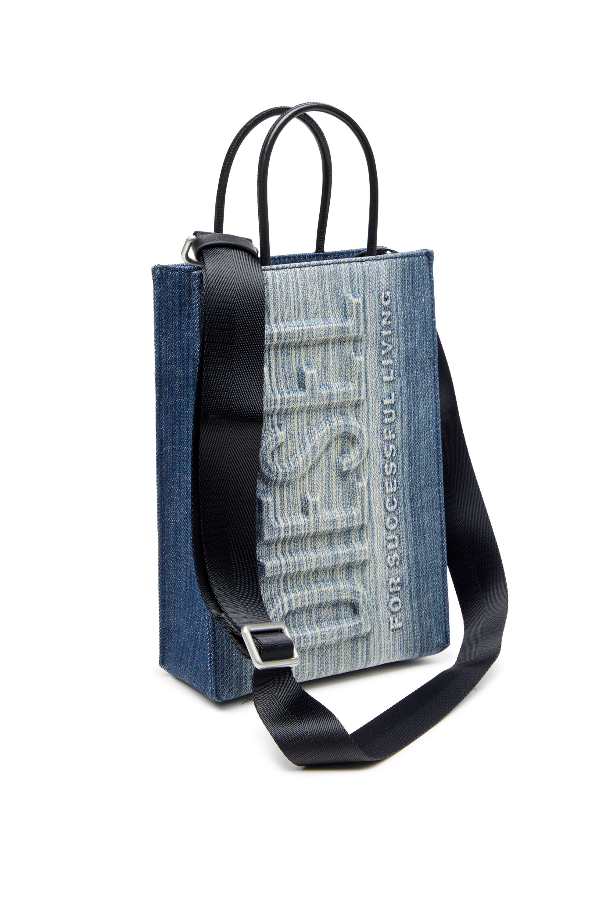 Diesel - LES SHOPPERS SHOPPER M X, Male's Les Shoppers-Tote bag in solarised striped denim in ブルー - 5