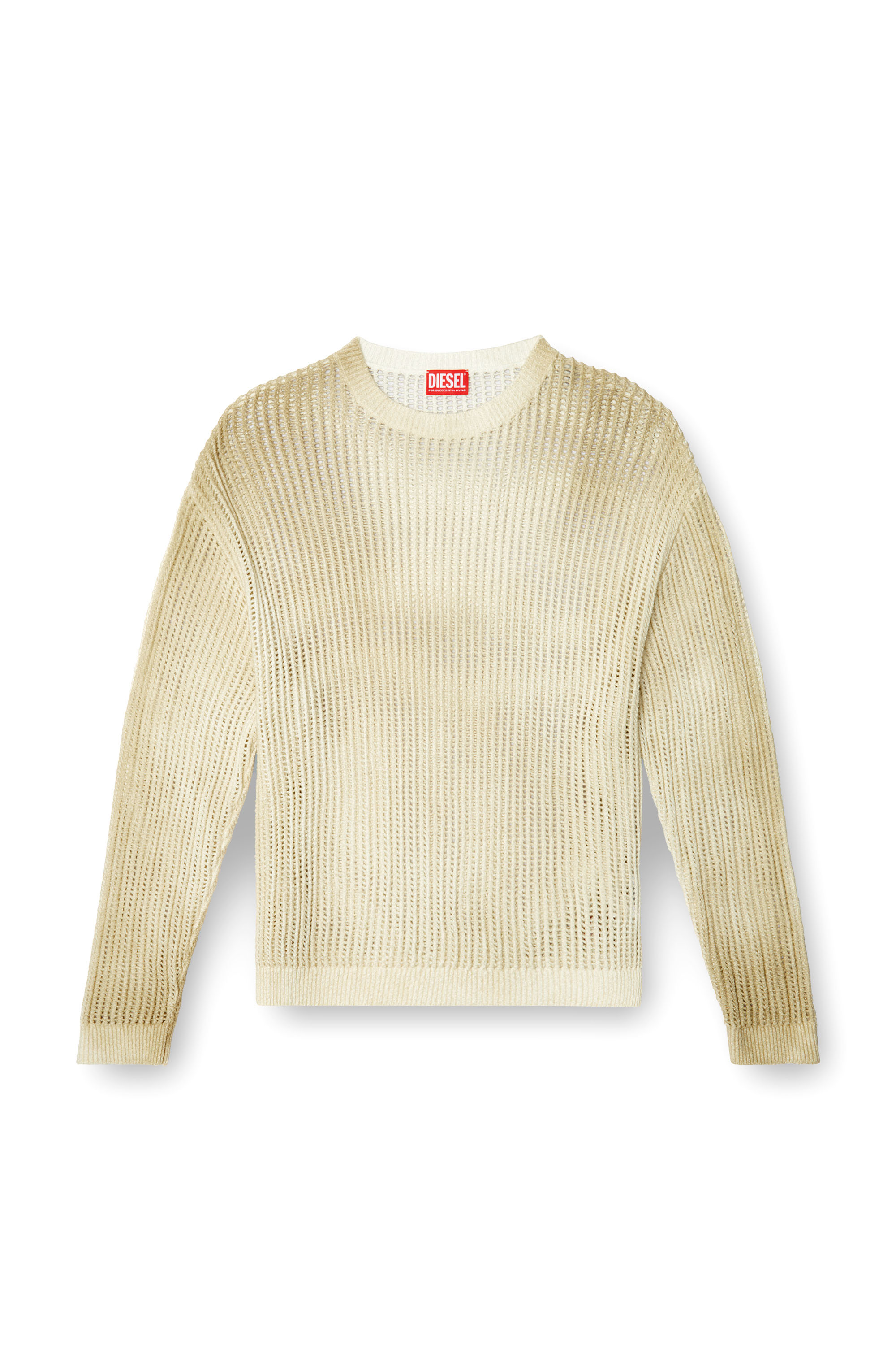 Diesel - K-SKUAT, Male's Open-knit jumper with distressed effect in ベージュ - 3