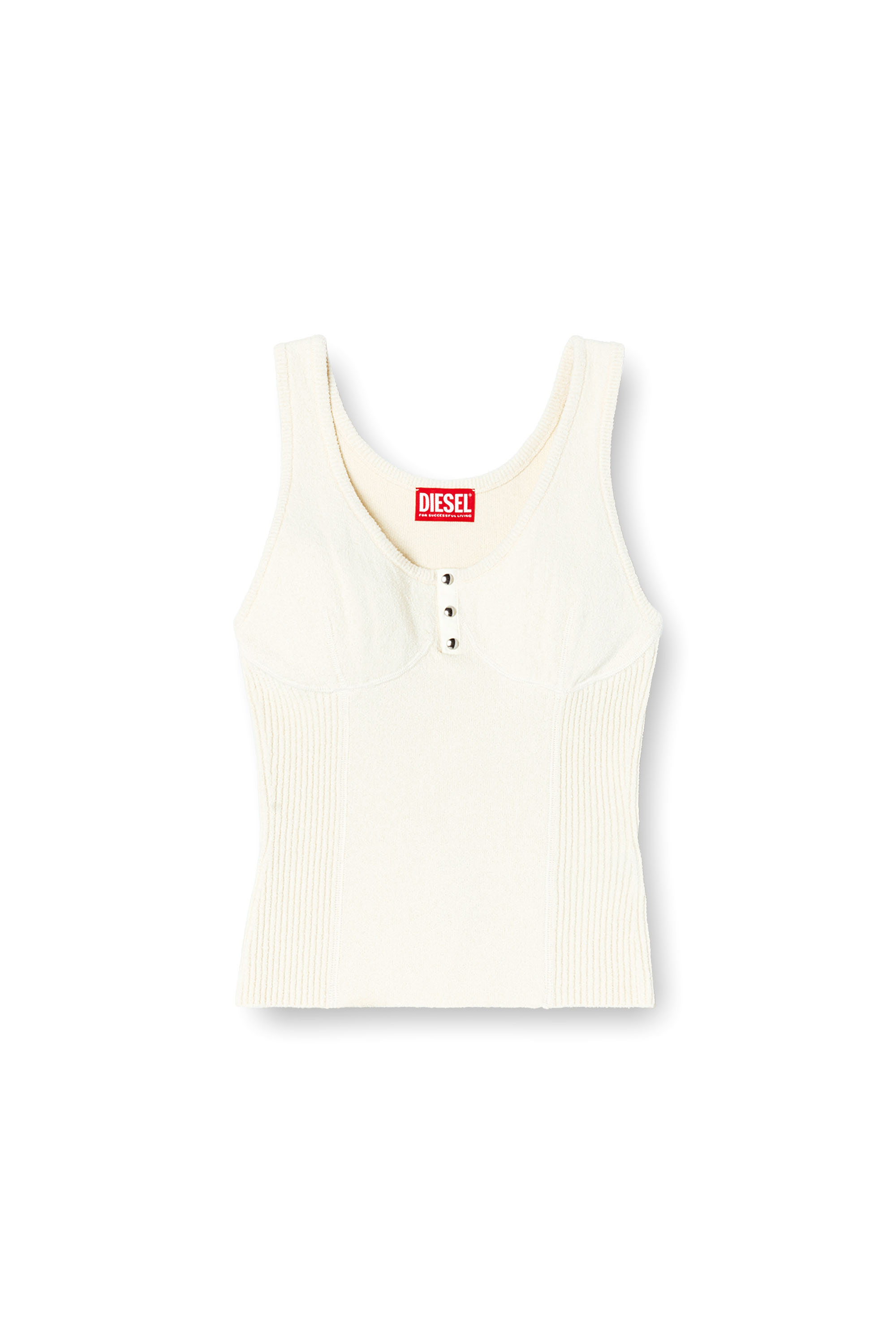 Diesel - M-LIANNE, Female's Knitted tank top with bustier-effect in ホワイト - 3