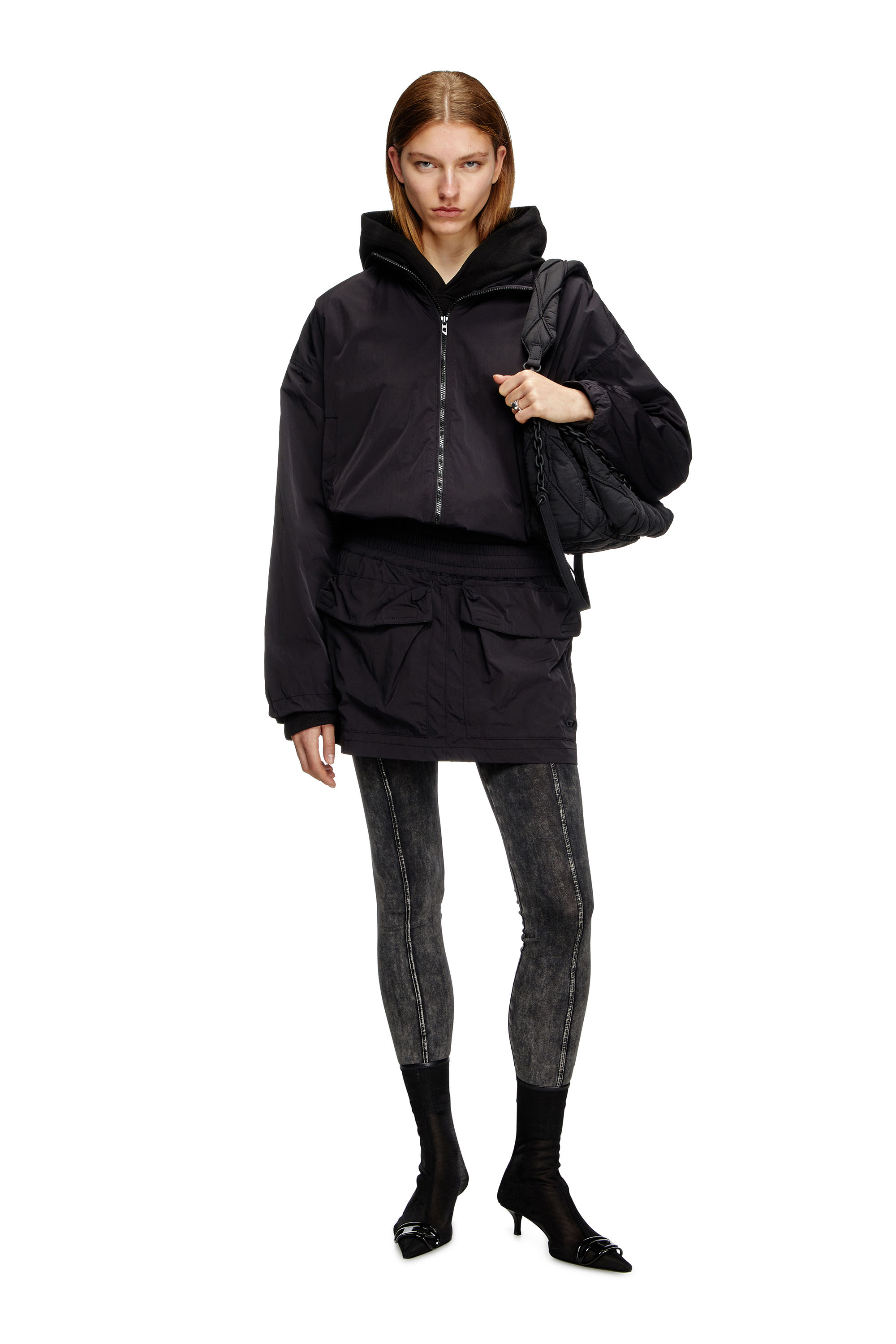 Diesel - G-LEAM, Female's Windbreaker in compact nylon in ブラック - 2