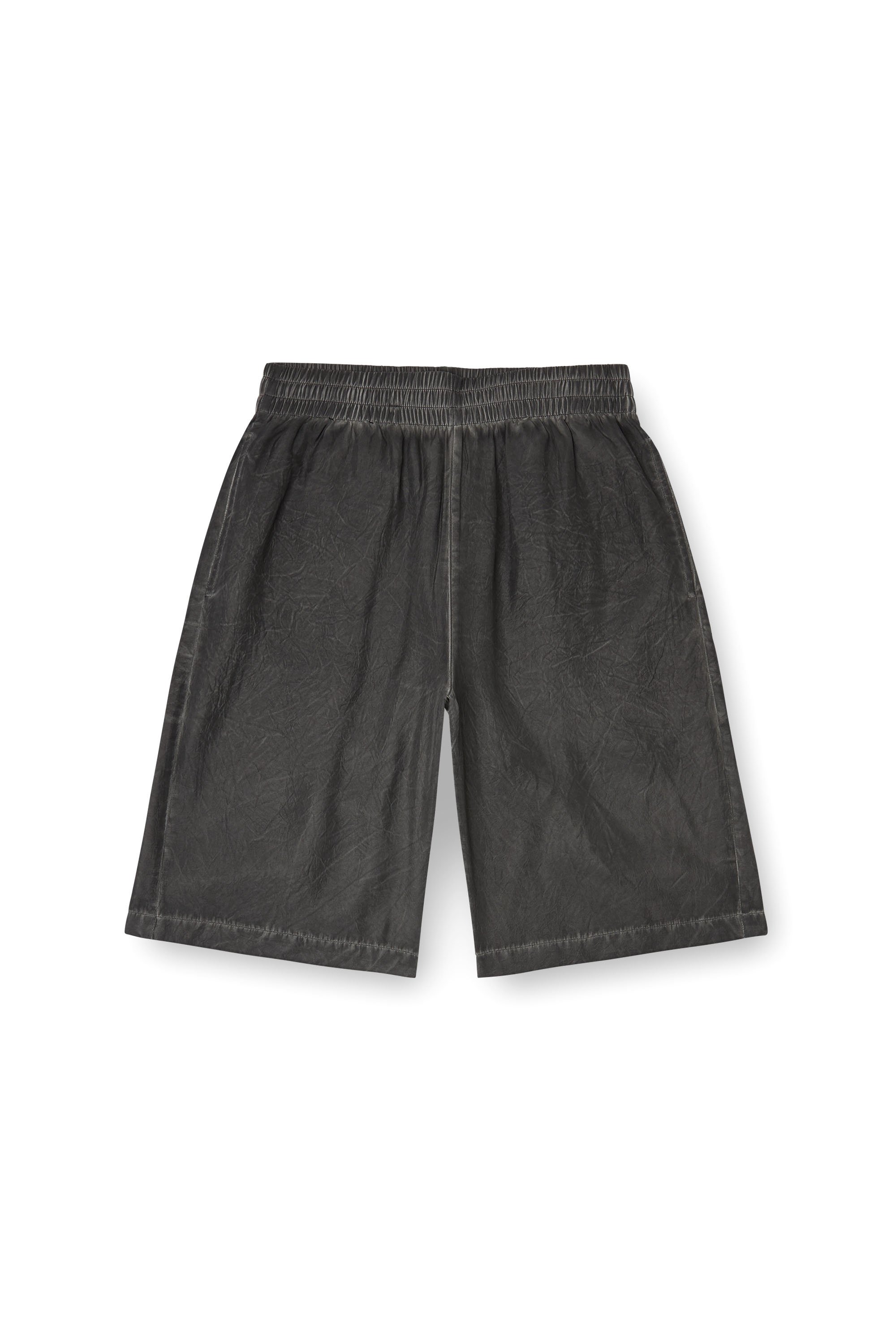 Diesel - P-LEON-SHORT, Unisex's Lightweight shorts with crinkled fade in ブラック - 3