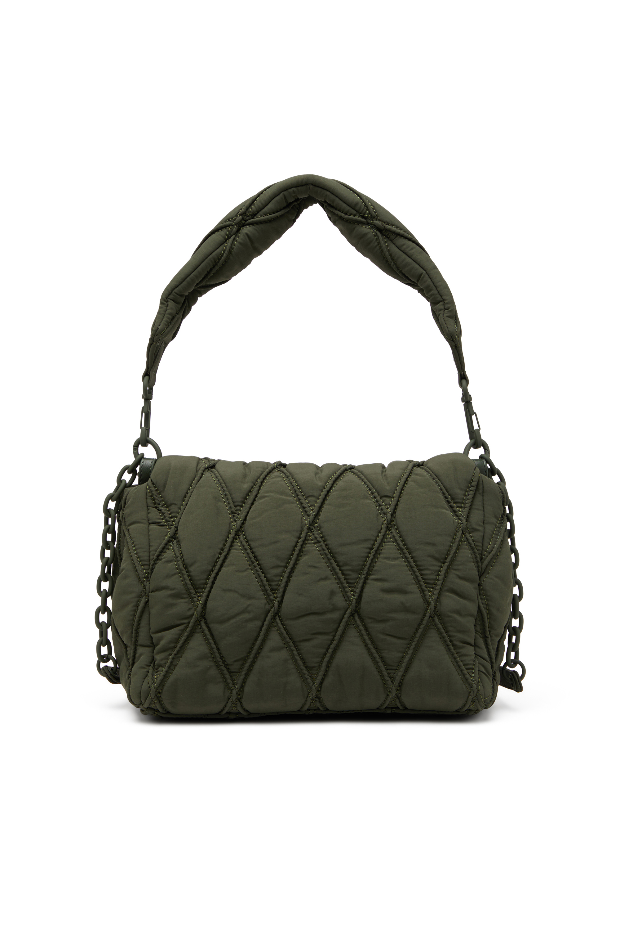 Diesel - CHARM-D SHOULDER M, Female's Charm-D M-Shoulder bag in quilted nylon in ダークグリーン - 2