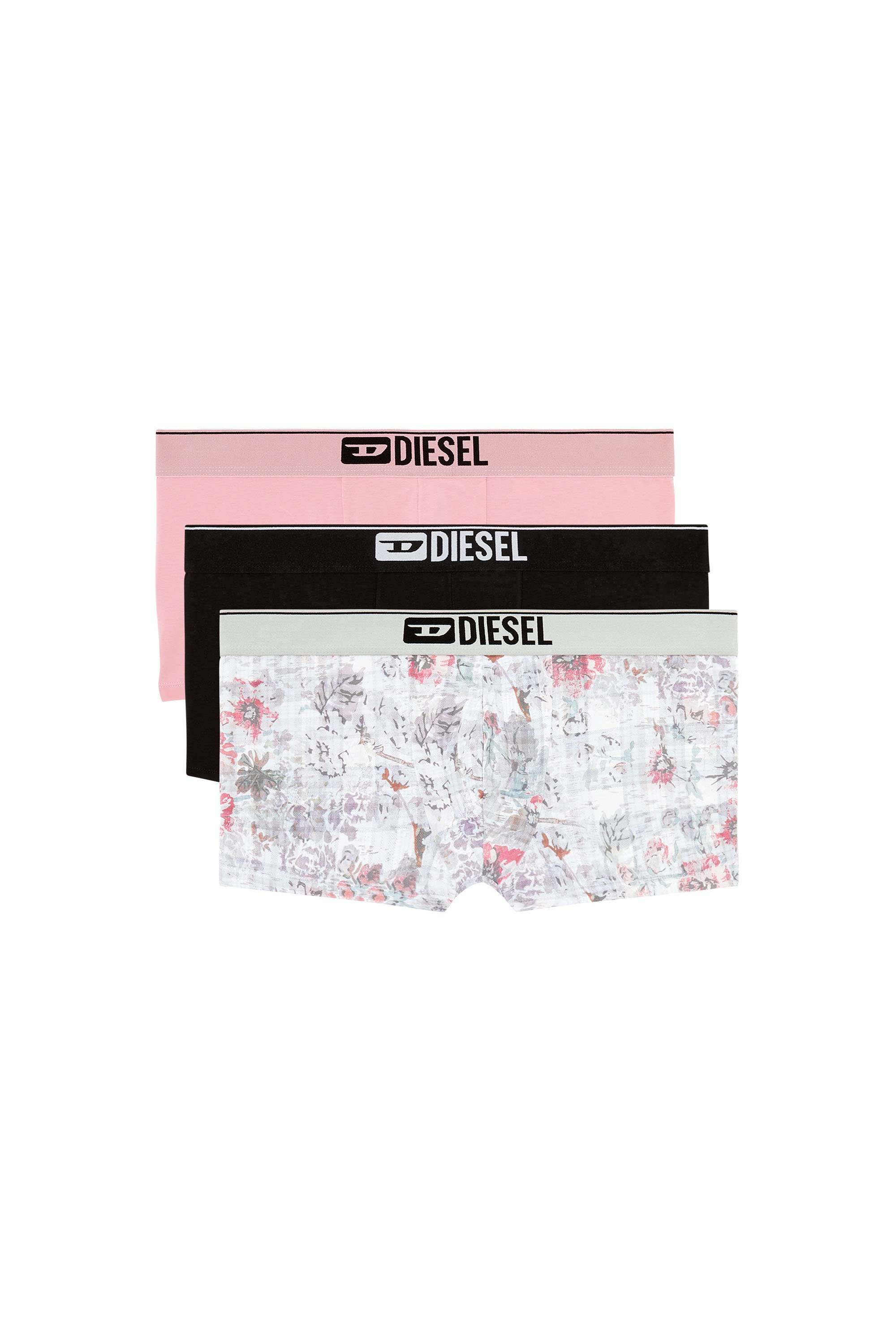 Diesel - DAMIEN-THREEPACK, Male's Three-pack boxer briefs with floral motif in ピンク/ブラック - 1