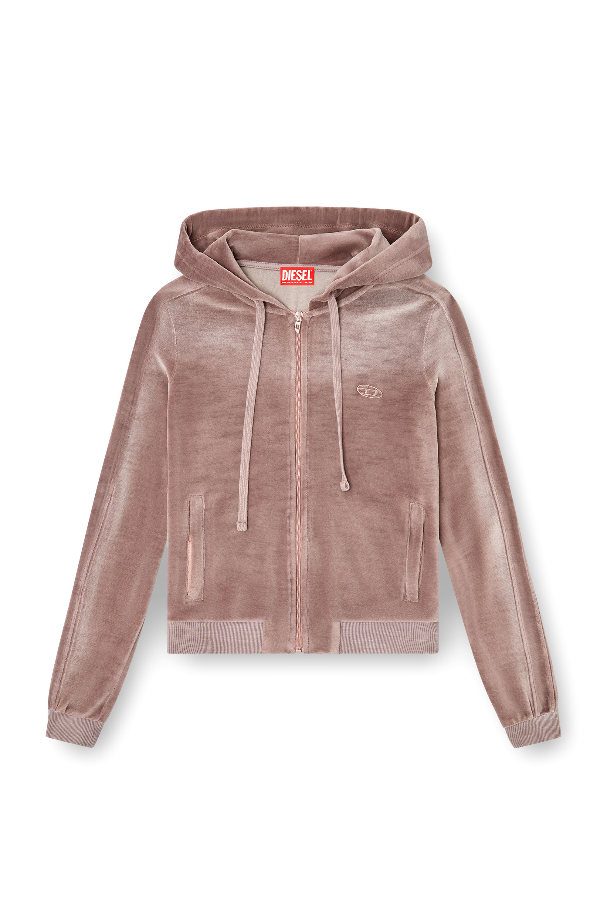 Diesel - F-ELY-Q1, Female's Zip-up hoodie in faded chenille in ピンク / ホワイト - 3