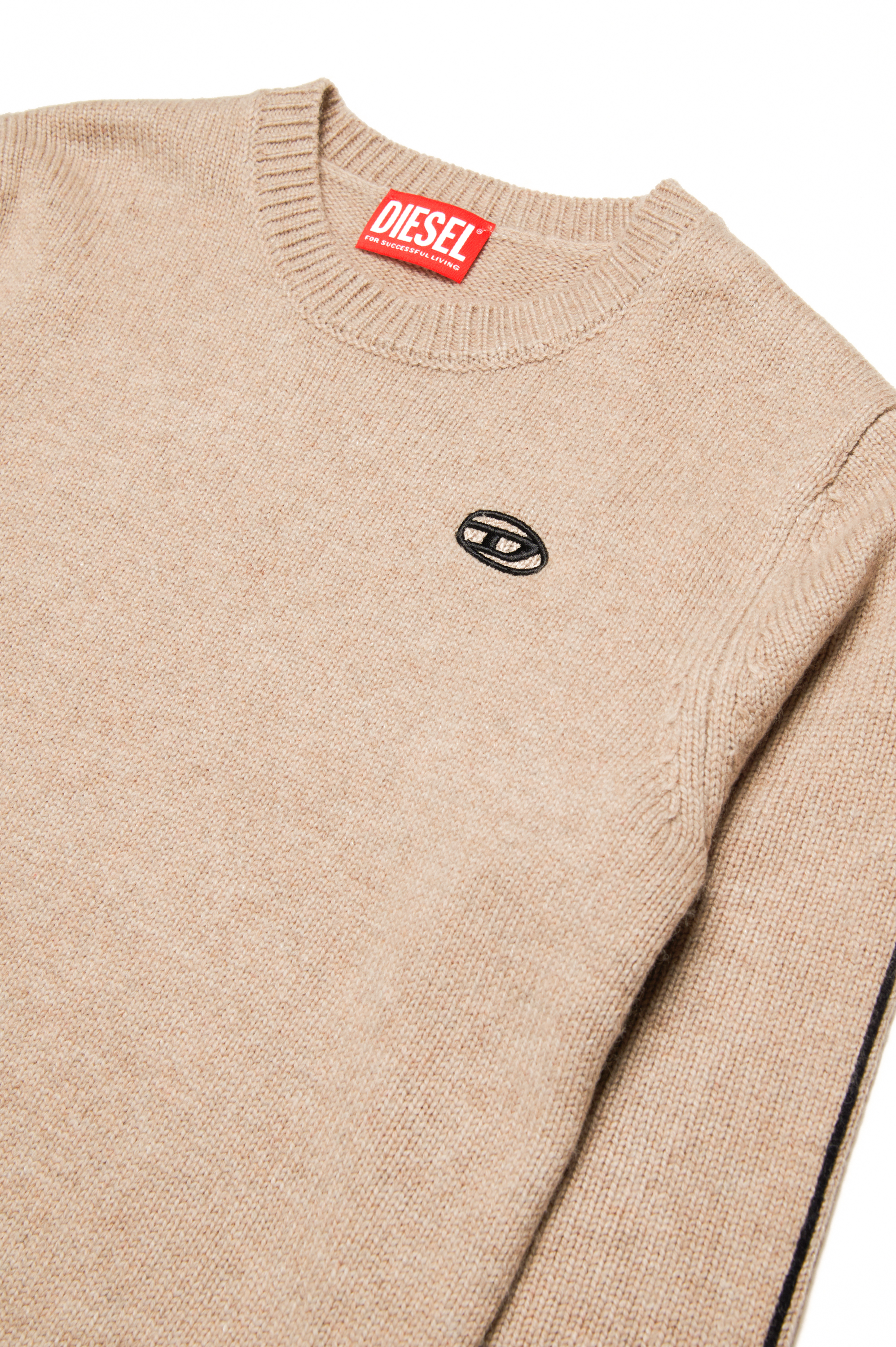 Diesel - KVROMO, Male's Piped jumper in cashmere-enriched blend in ライトブラウン - 3