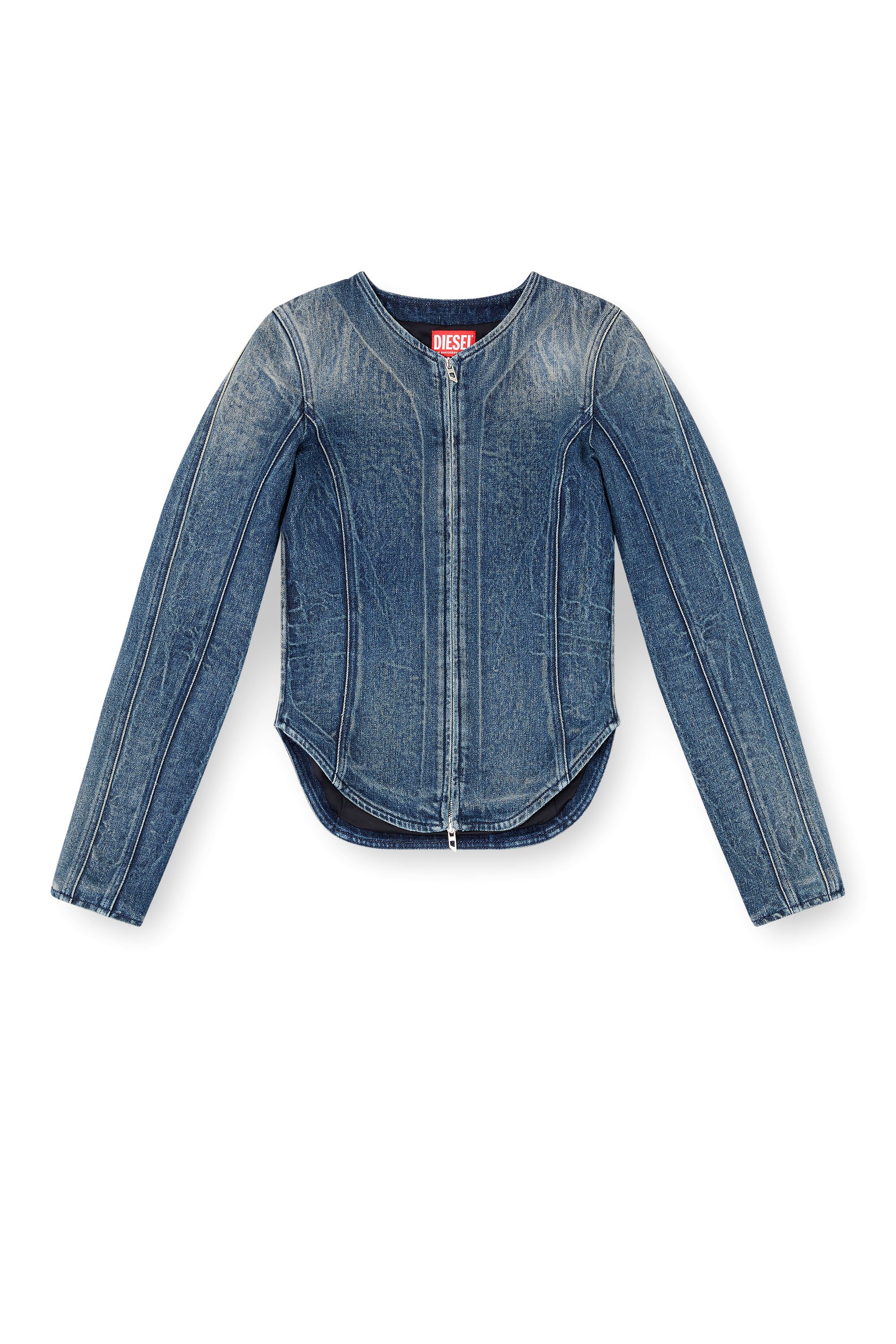 Diesel - DE-GARY-FSG, Female's Jacket in Ghost Embossed denim in ダークブルー - 3