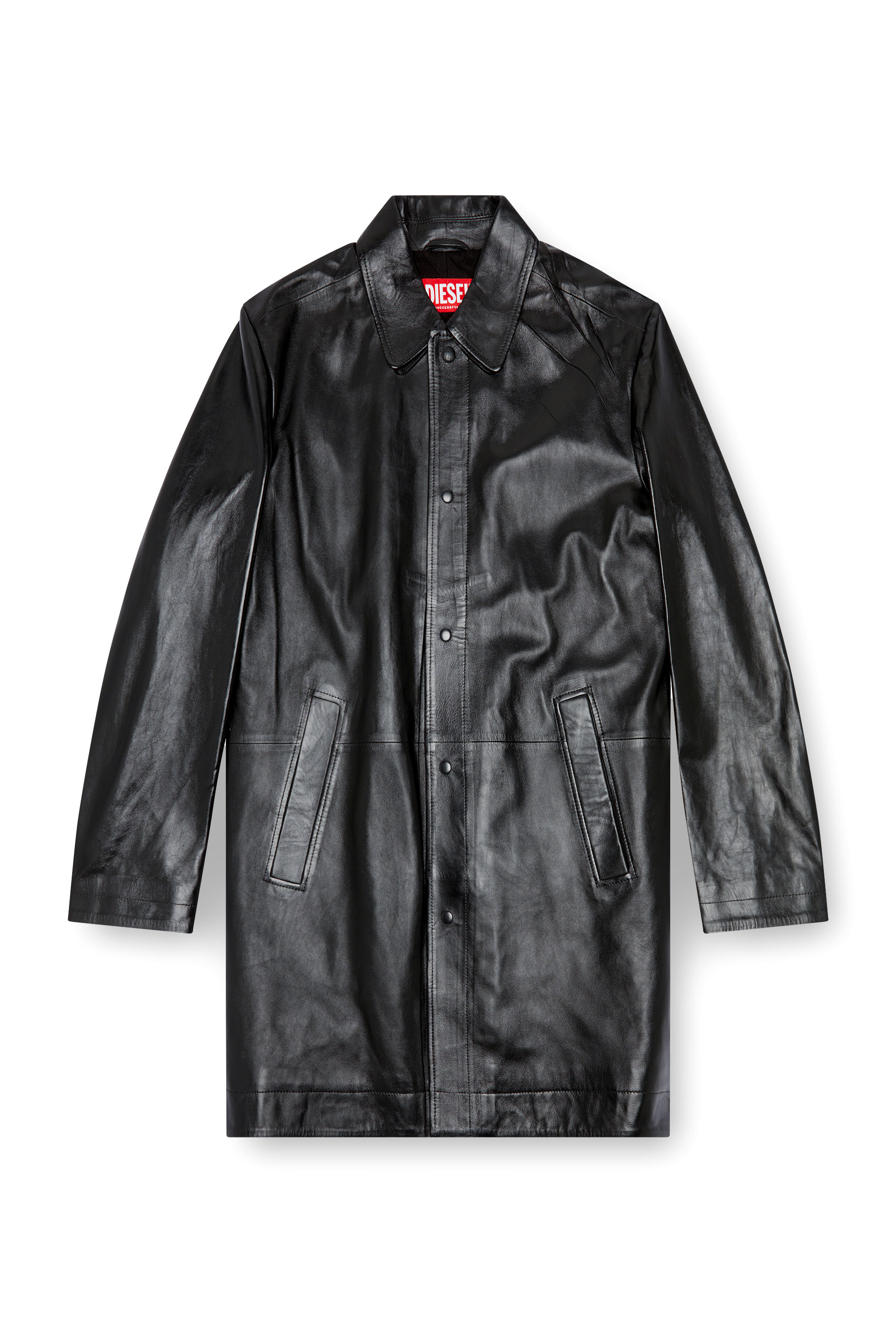 Diesel - L-CORDIER, Male Coated leather coat in ブラック - Image 6
