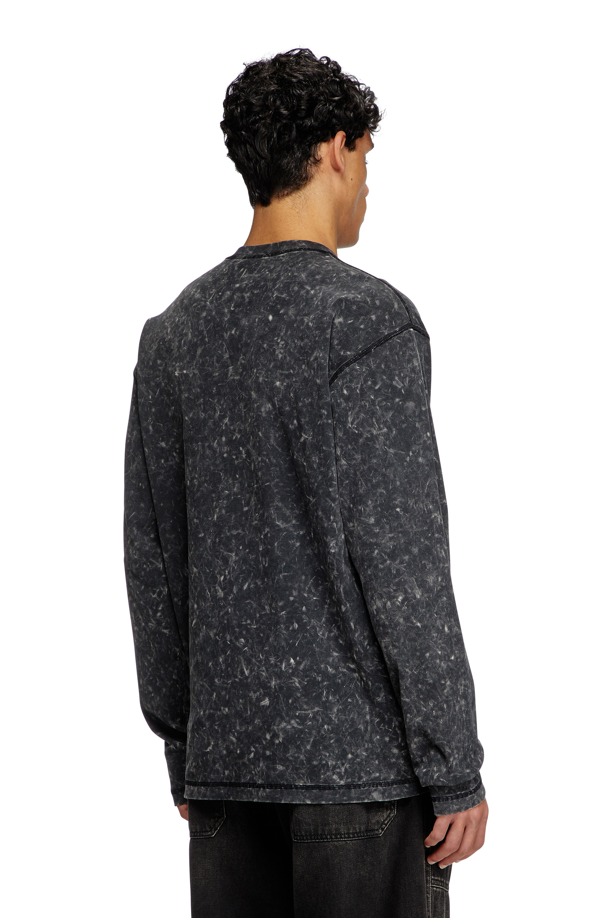 Diesel - T-AUSER, Male's Marble-effect top with zipped cu-outs in ブラック - 4