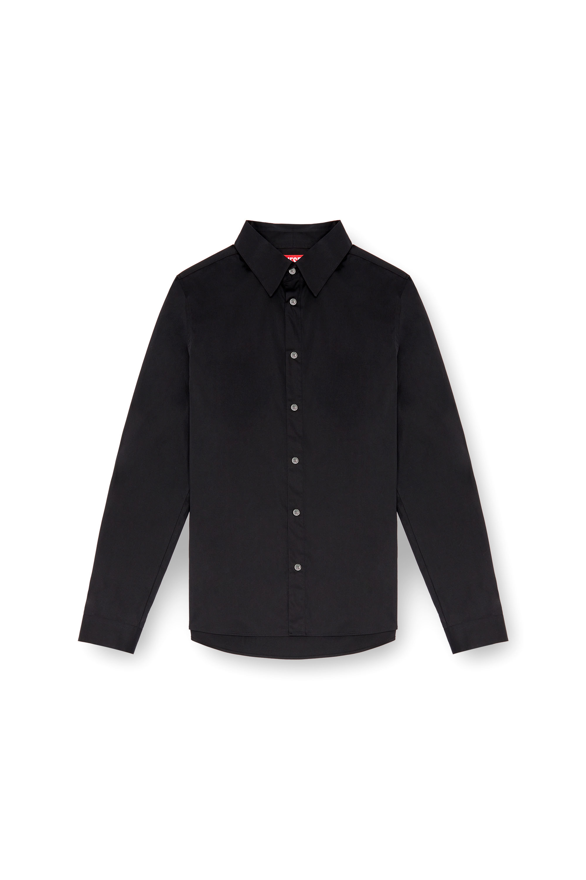 Diesel - S-FITTY-A, Male Formal shirt with logo-embroidered collar in ブラック - Image 3