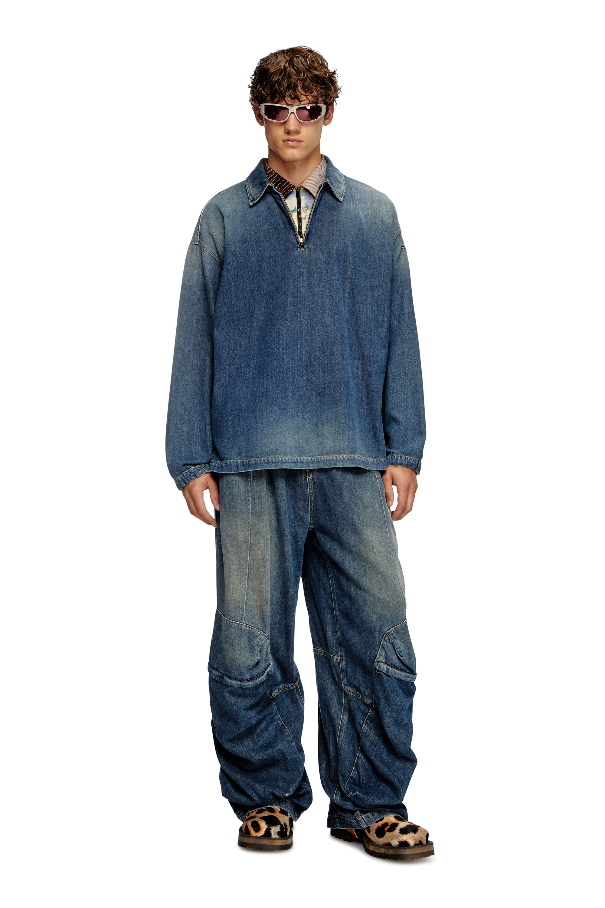 Diesel - D-BRADDY-FSF, Male's Pull-on shirt in light utility denim in ブルー - 2