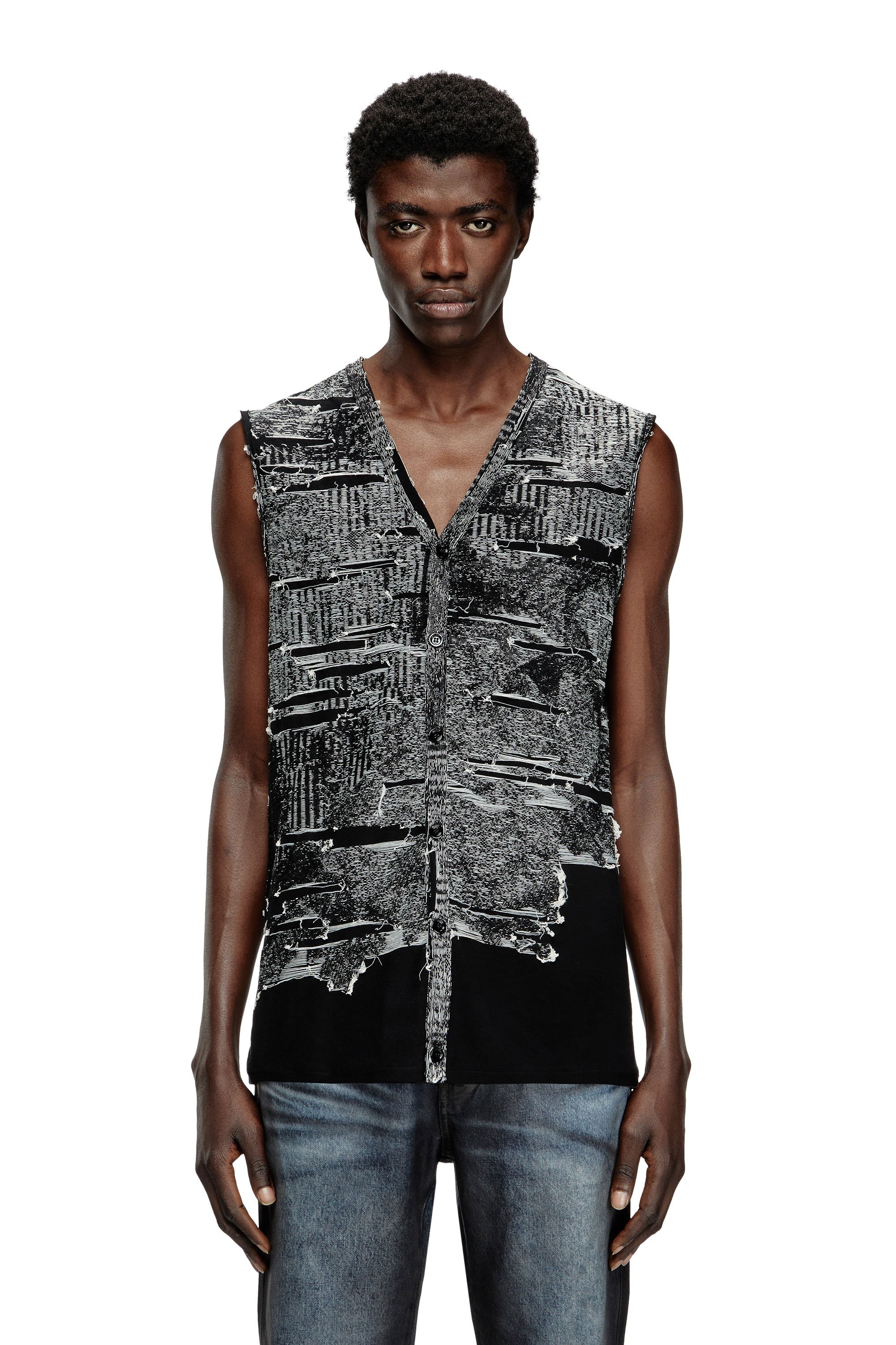 Diesel - K-CALLISTO-VEST, Male's Vest with engineered distressing in ブラック - 1