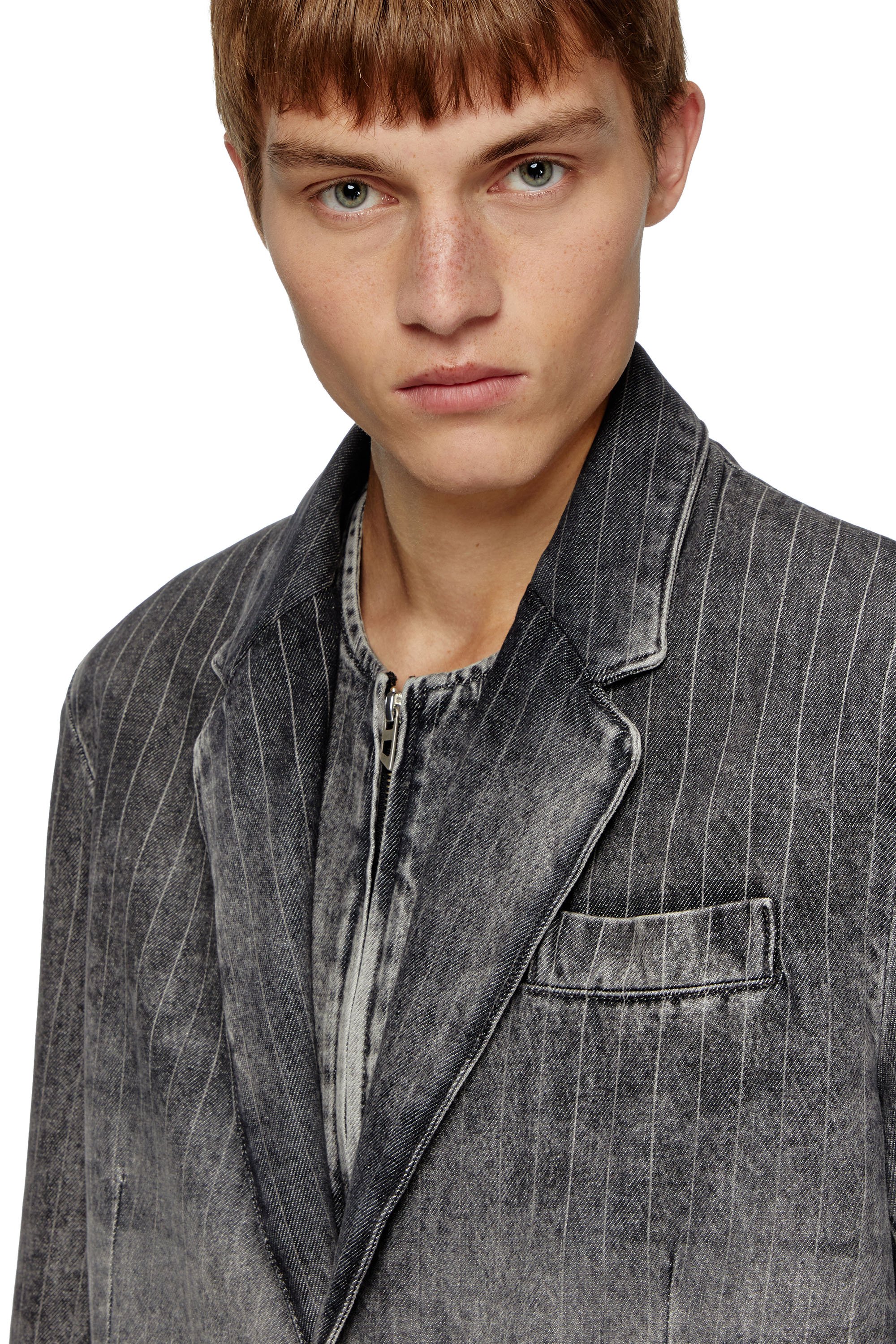 Diesel - D-REGER-S, Unisex's Blazer in tailoring pinstripe denim in ライトグレー - 3