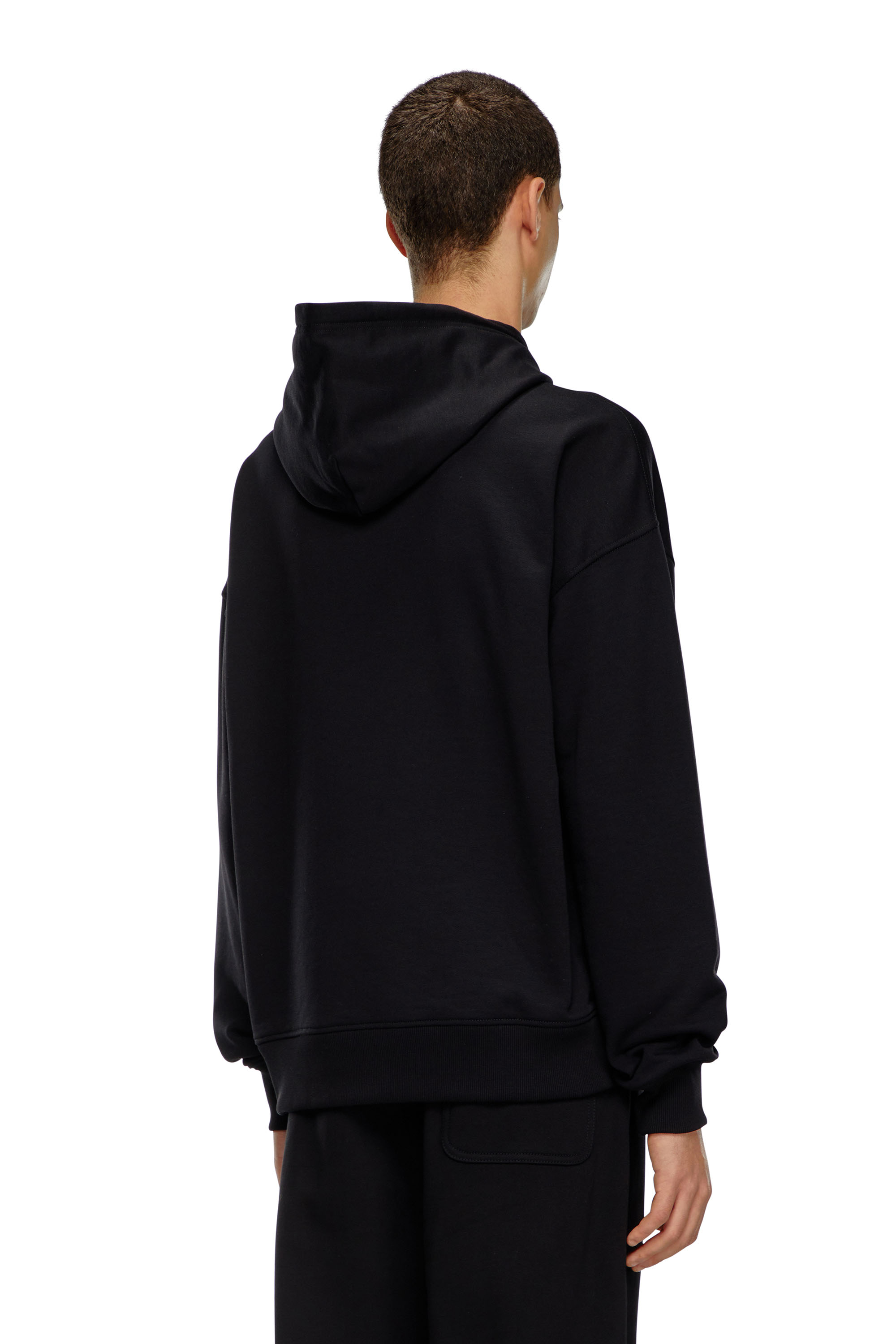 Diesel - S-ROB-HOOD-MICRODIV, Male Hoodie with micro-embroidered logo in ブラック - Image 4