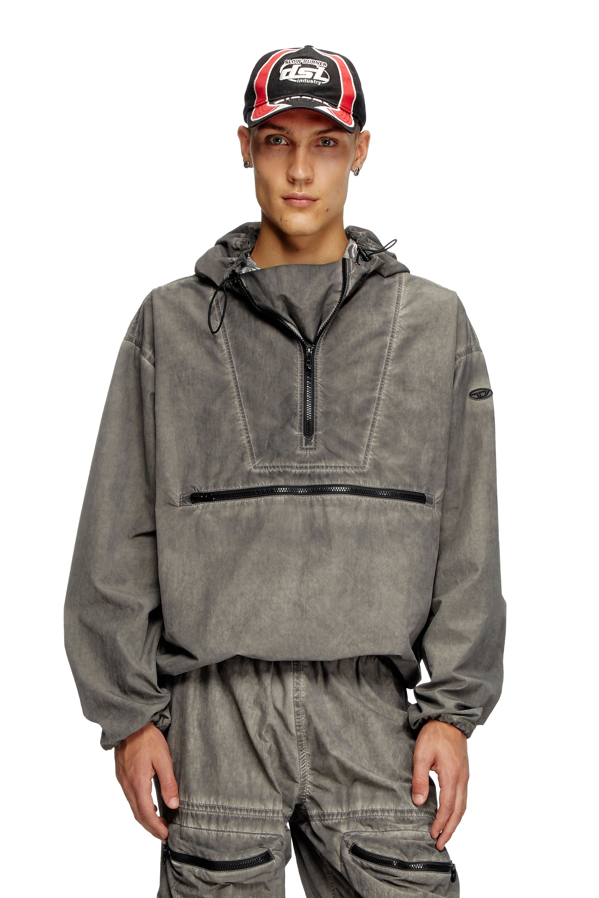 Diesel - J-NOODE-A, Male's Packable hooded anorak jacket in グレー - 1