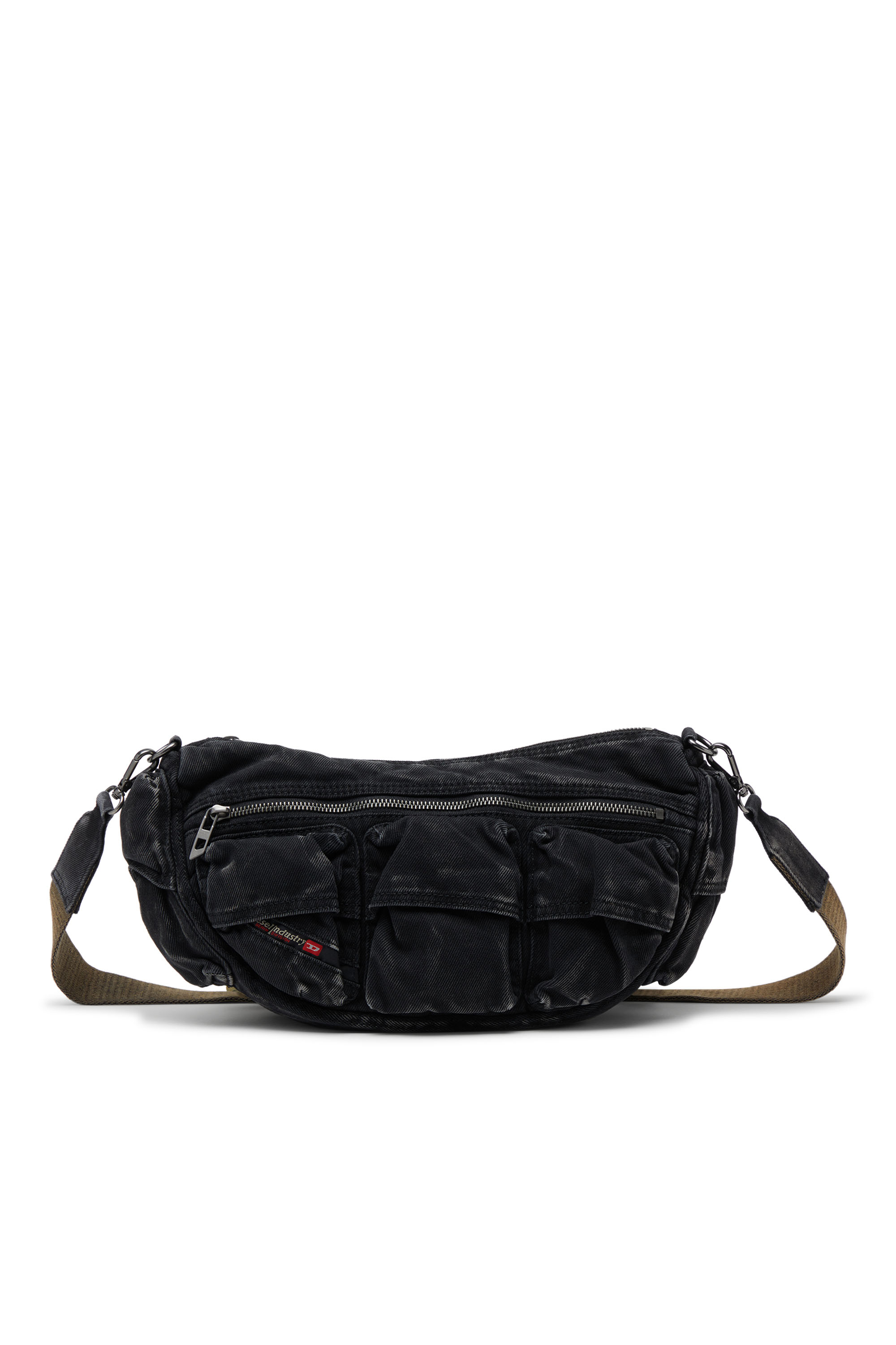 Diesel - MULTI-PKTS SHOULDER BAG X, Unisex's Multi-Pkts-Multipocket bag in washed denim in ブラック - 1