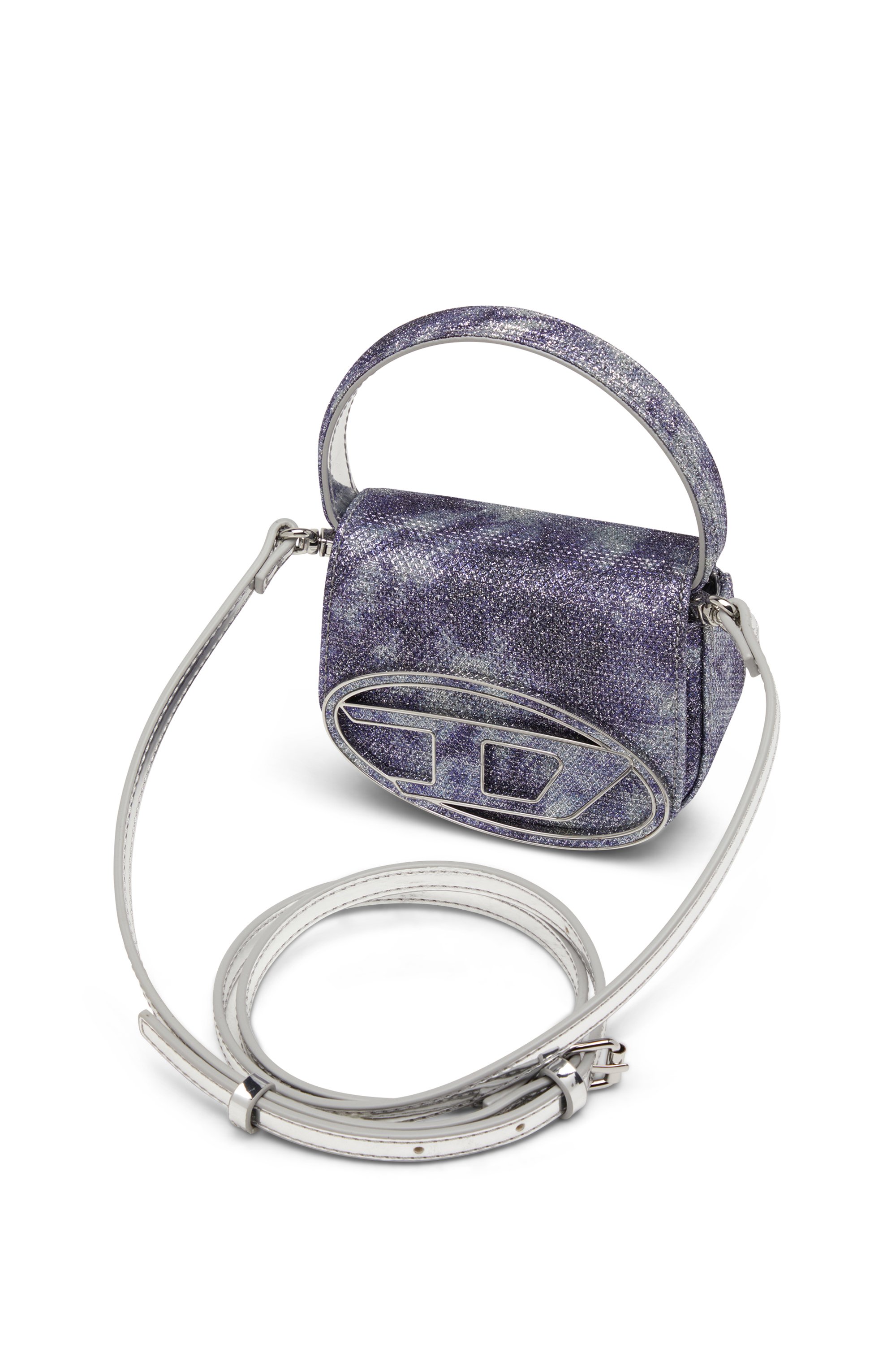 Diesel - 1DR XS, Female's Iconic mini bag in shimmer fabric in ブルー - 5