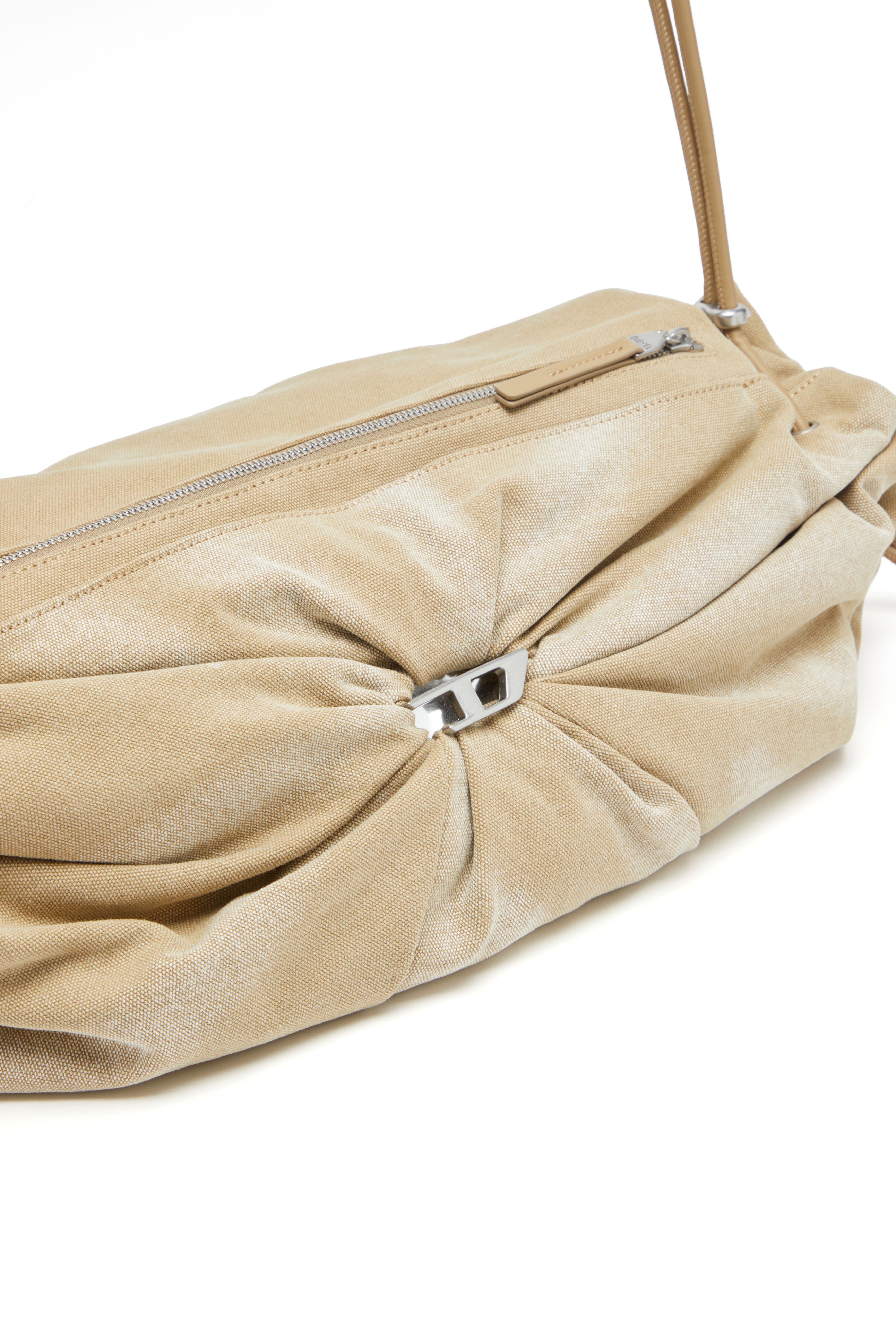 Diesel - SCRUNCH-D CROSSBODY L, Female's Scrunch-D L-Scrunched duffle bag in treated canvas in ベージュ - 5