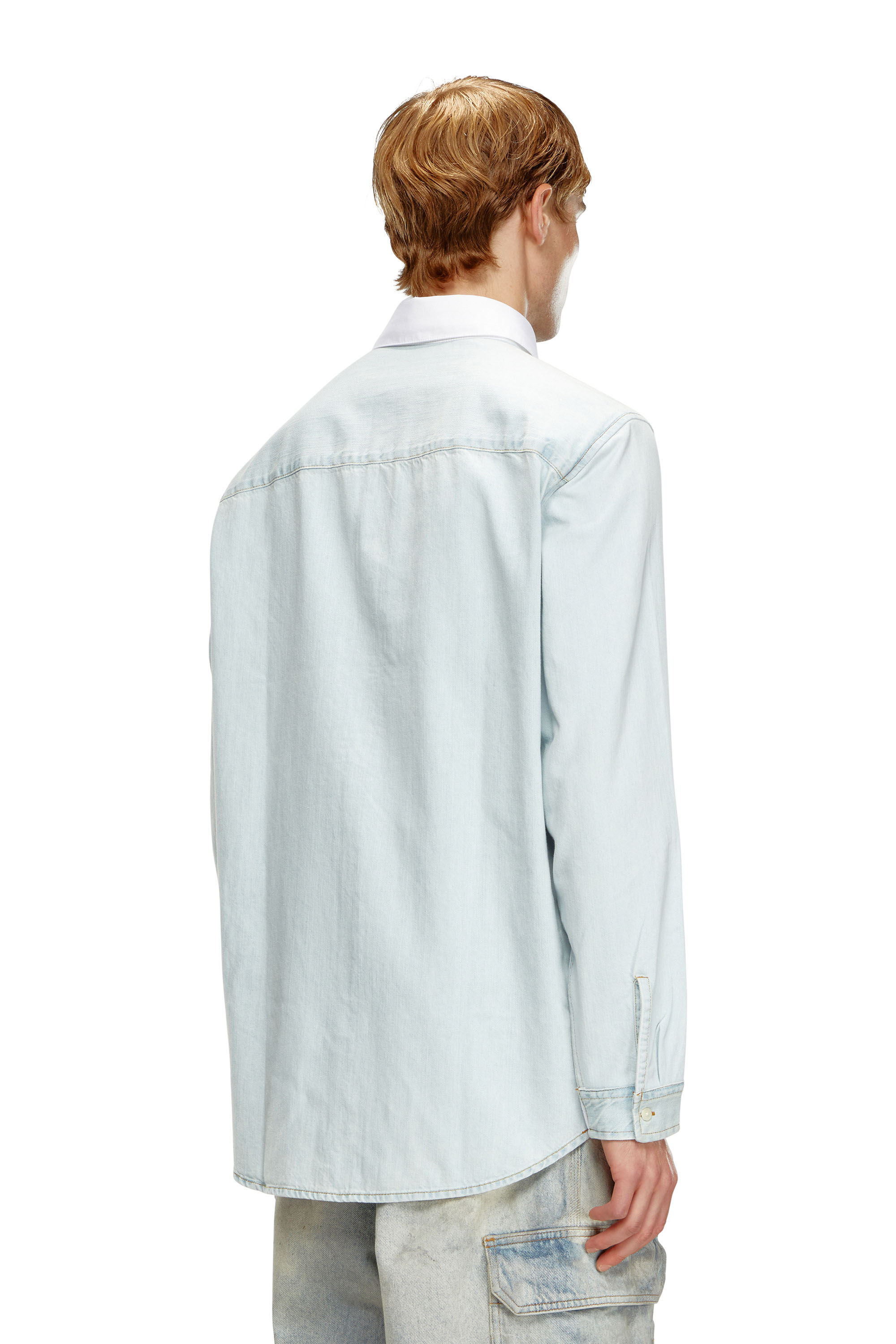 Diesel - S-SIMPLY-DNM, Male Shirt in cotton poplin and denim in マルチカラー - Image 4