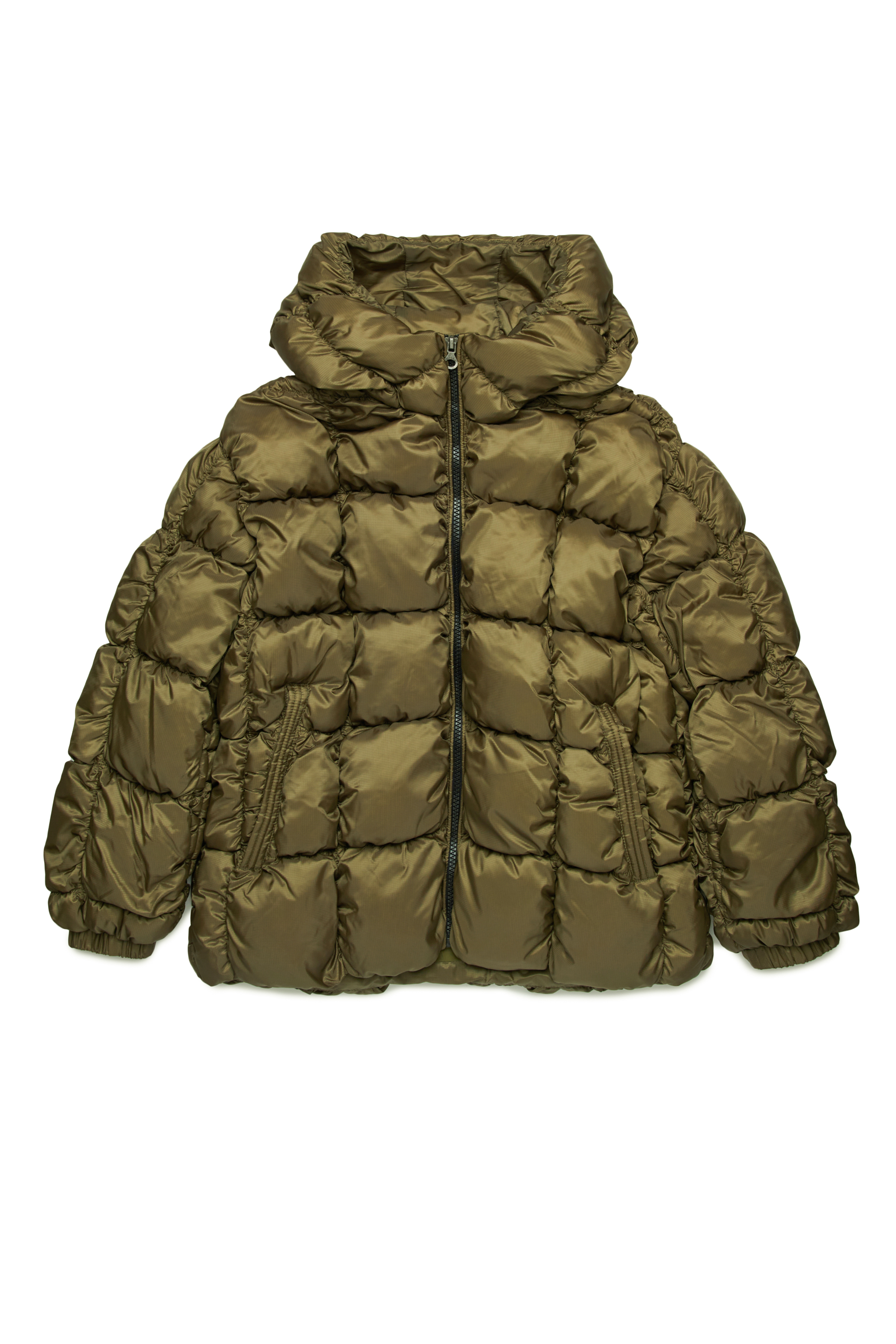 Diesel - JRAMBOLS, Unisex's Puffer jacket with checked quilting in グリーン - 1