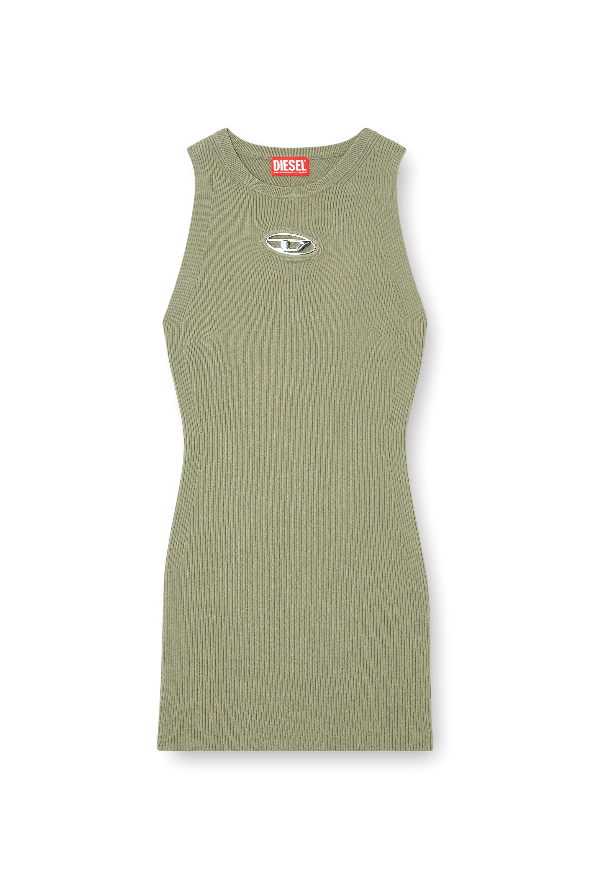 Diesel - M-CADDIX, Female's Ribbed knit sleeveless dress in グリーン - 3