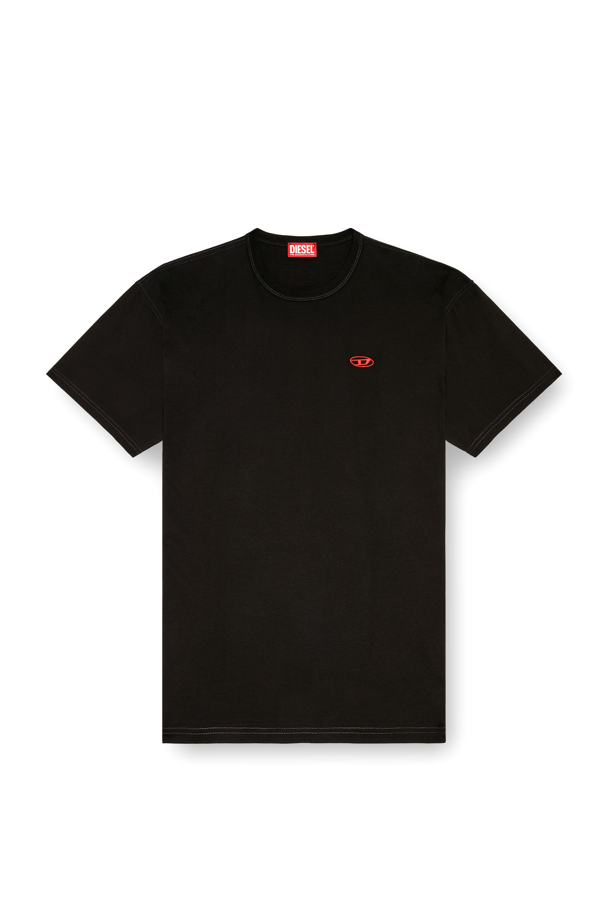 Diesel - T-BOXT-K18, Male T-shirt with Oval D print and embroidery in ブラック - Image 3