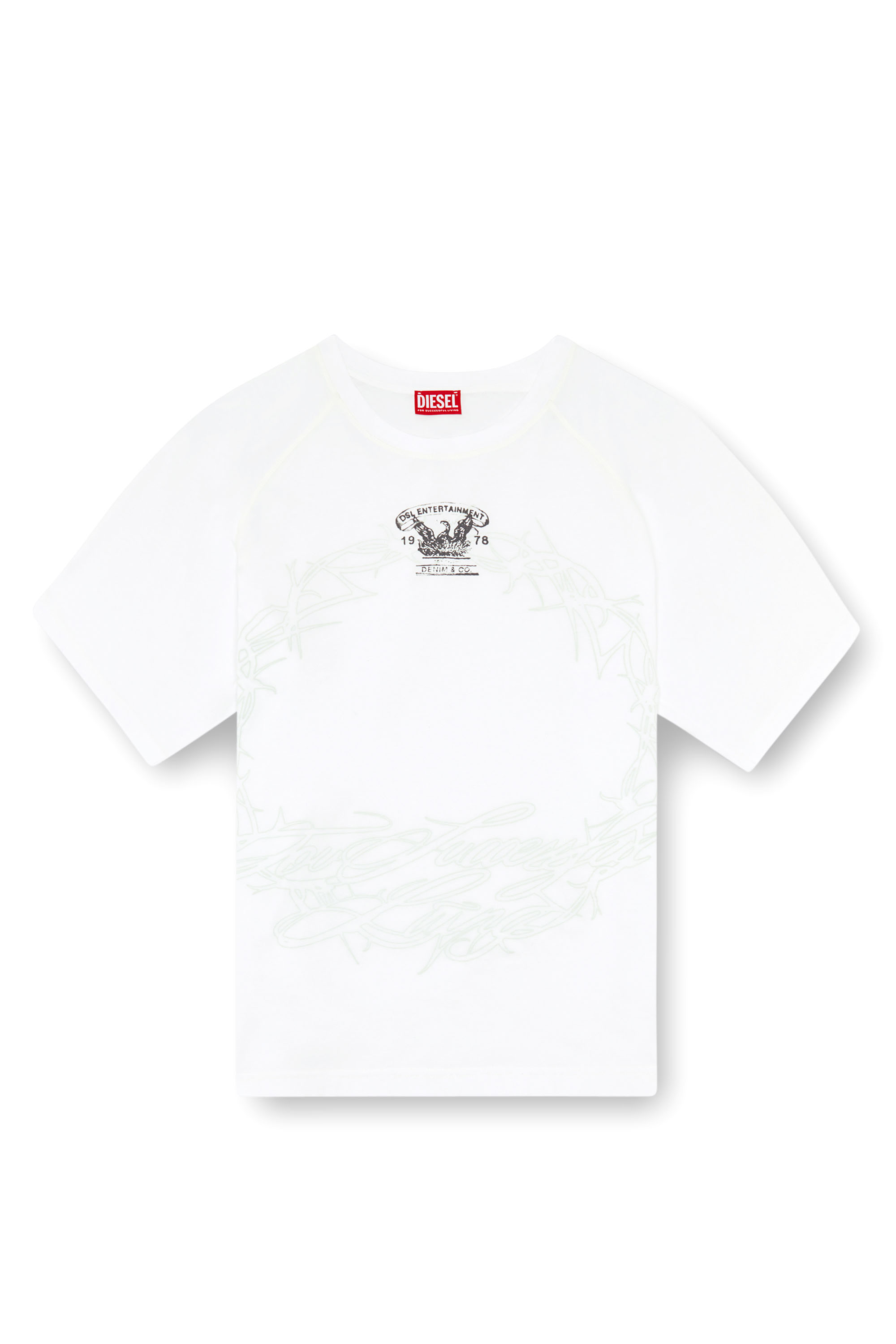 Diesel - T-ROXT-Q1, Male T-shirt with inside-out print in ホワイト - Image 3