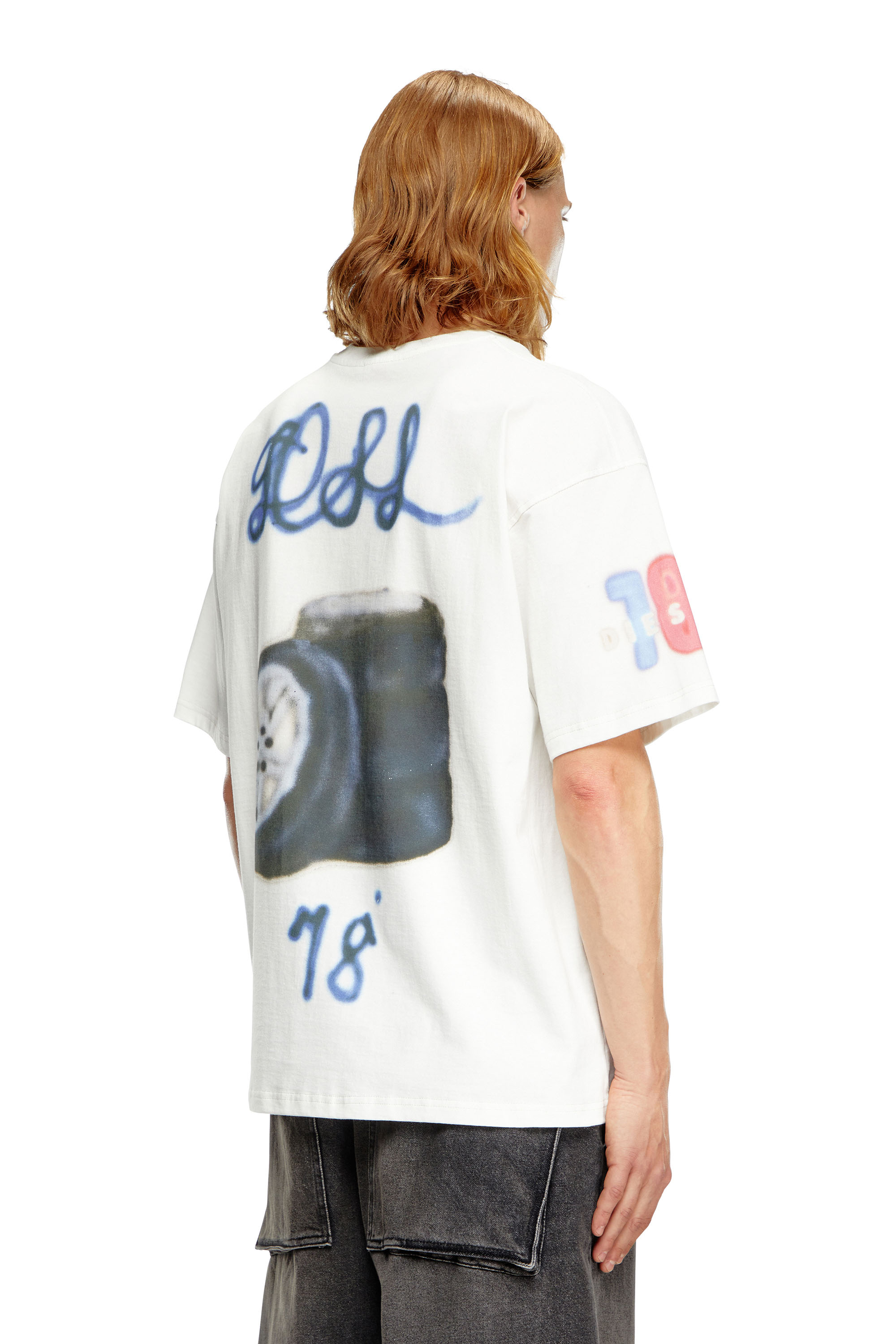 Diesel - T-BOXT-Q19, Male T-shirt with logo and tyre print in ホワイト - Image 4
