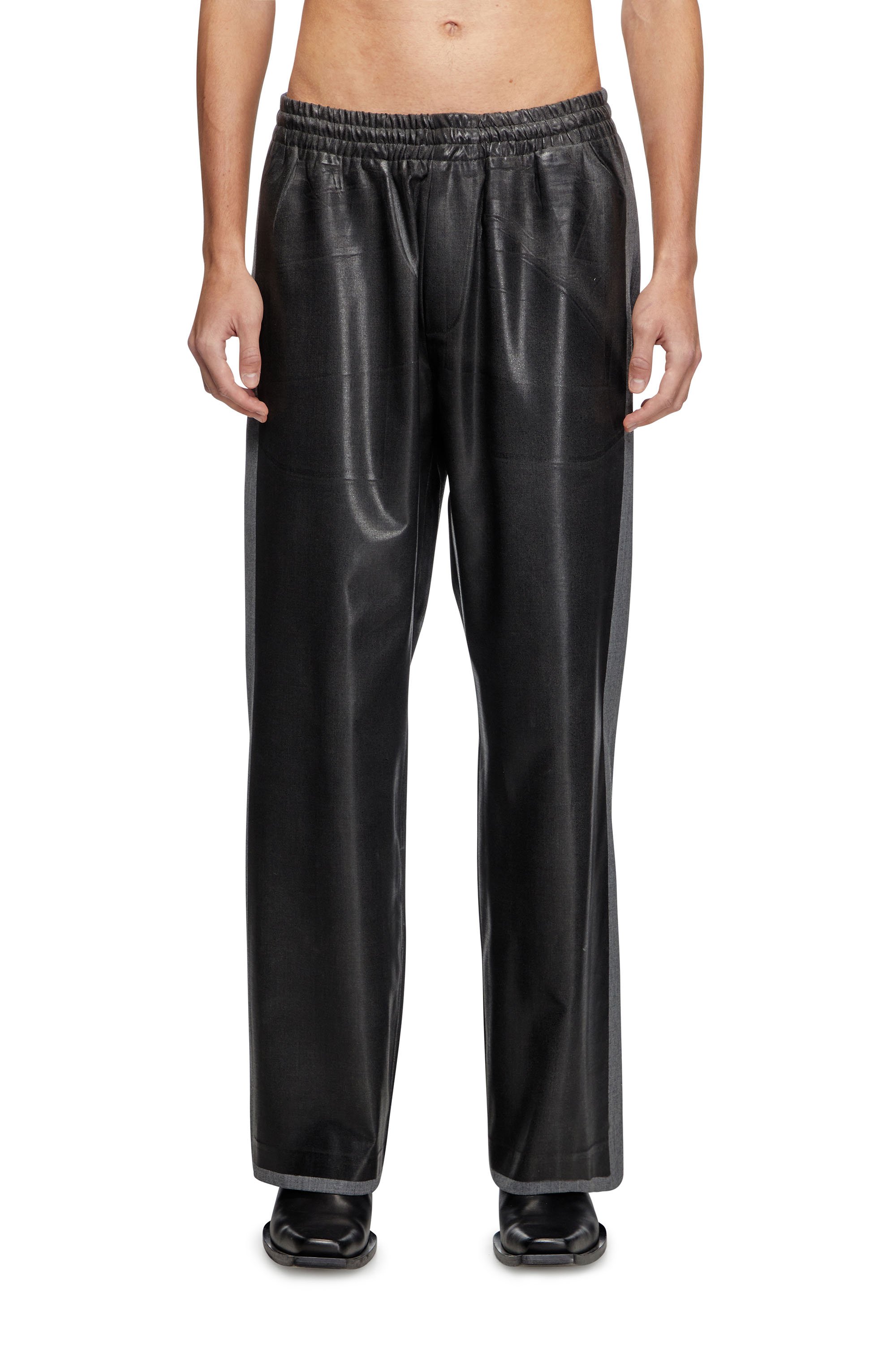 Diesel - P-CLAYS-DD, Unisex's Tailored track pants with coated front in ブラック - 2