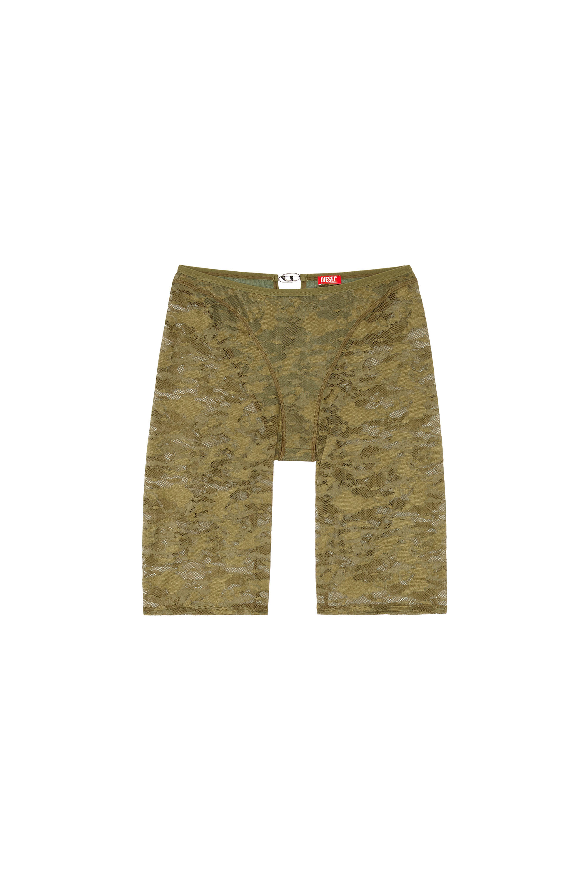 Diesel - UFLB-D-OVAL-LACE-SHORT, Female's Camo lace shorts with Oval D plaque in ミリタリーグリーン - 4