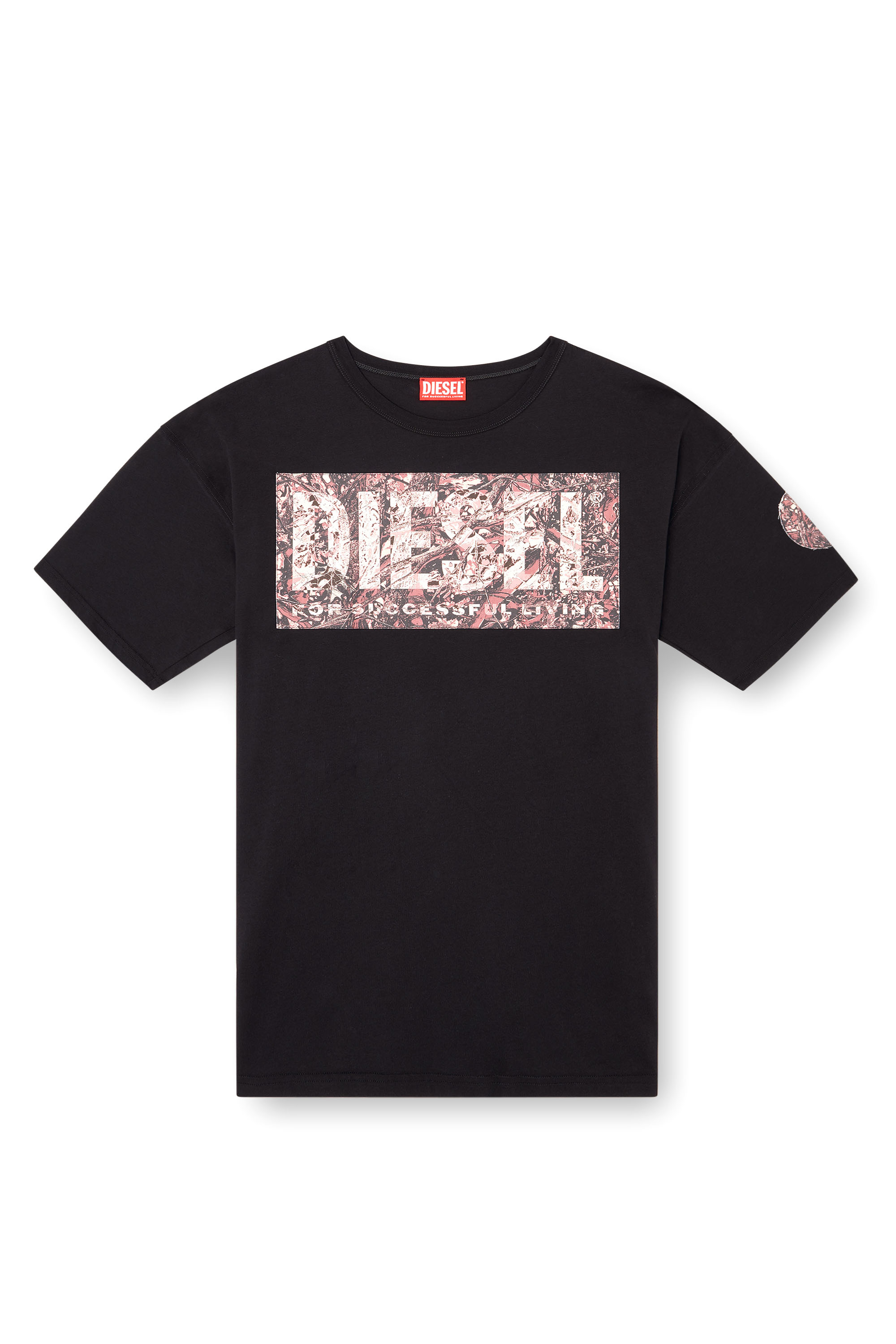 Diesel - T-BOXT-R22, Male's T-shirt with large gabardine patch logo in ブラック - 3