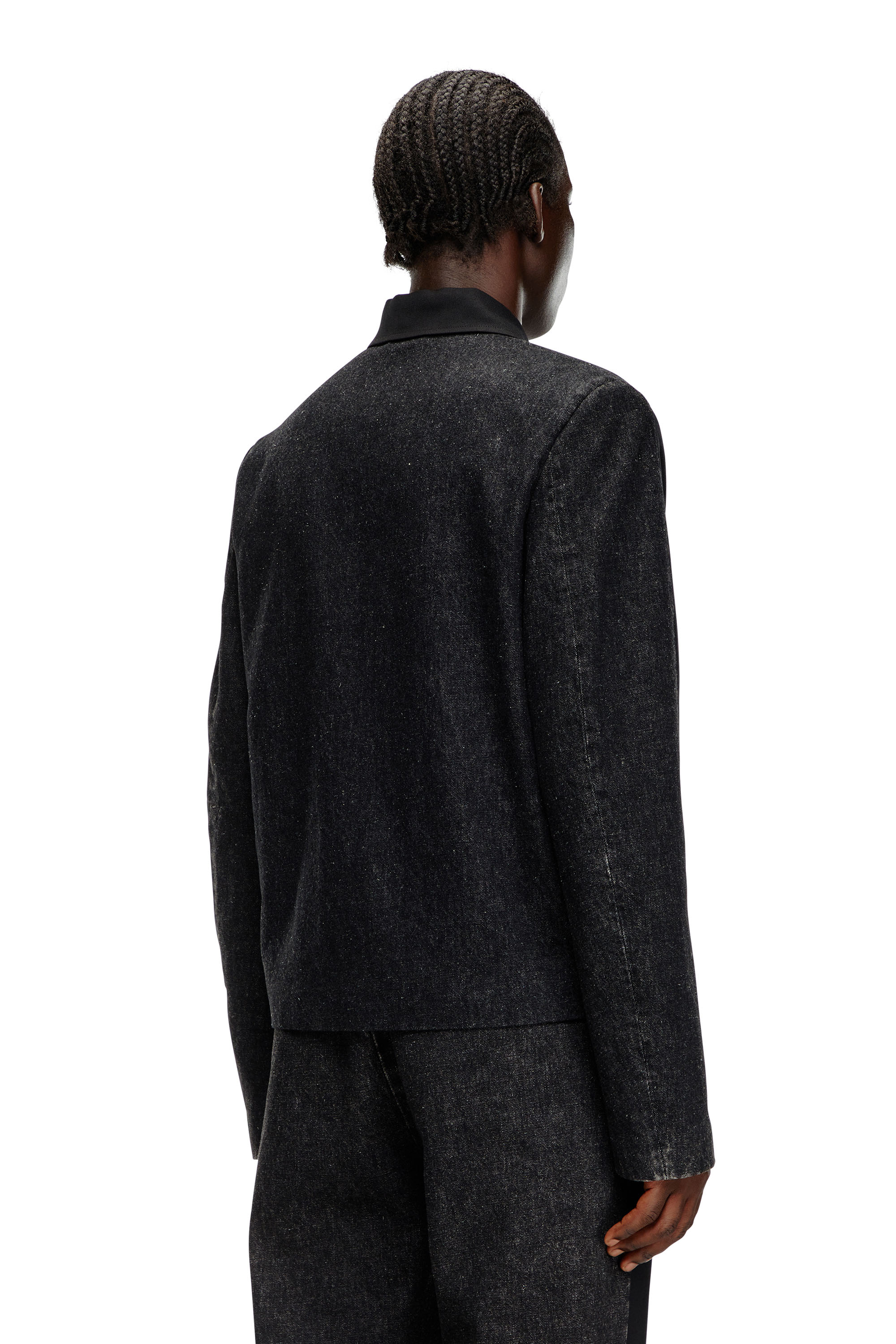 Diesel - J-RHEIN, Male Blouson jacket in wool blend and denim in ブラック - Image 4