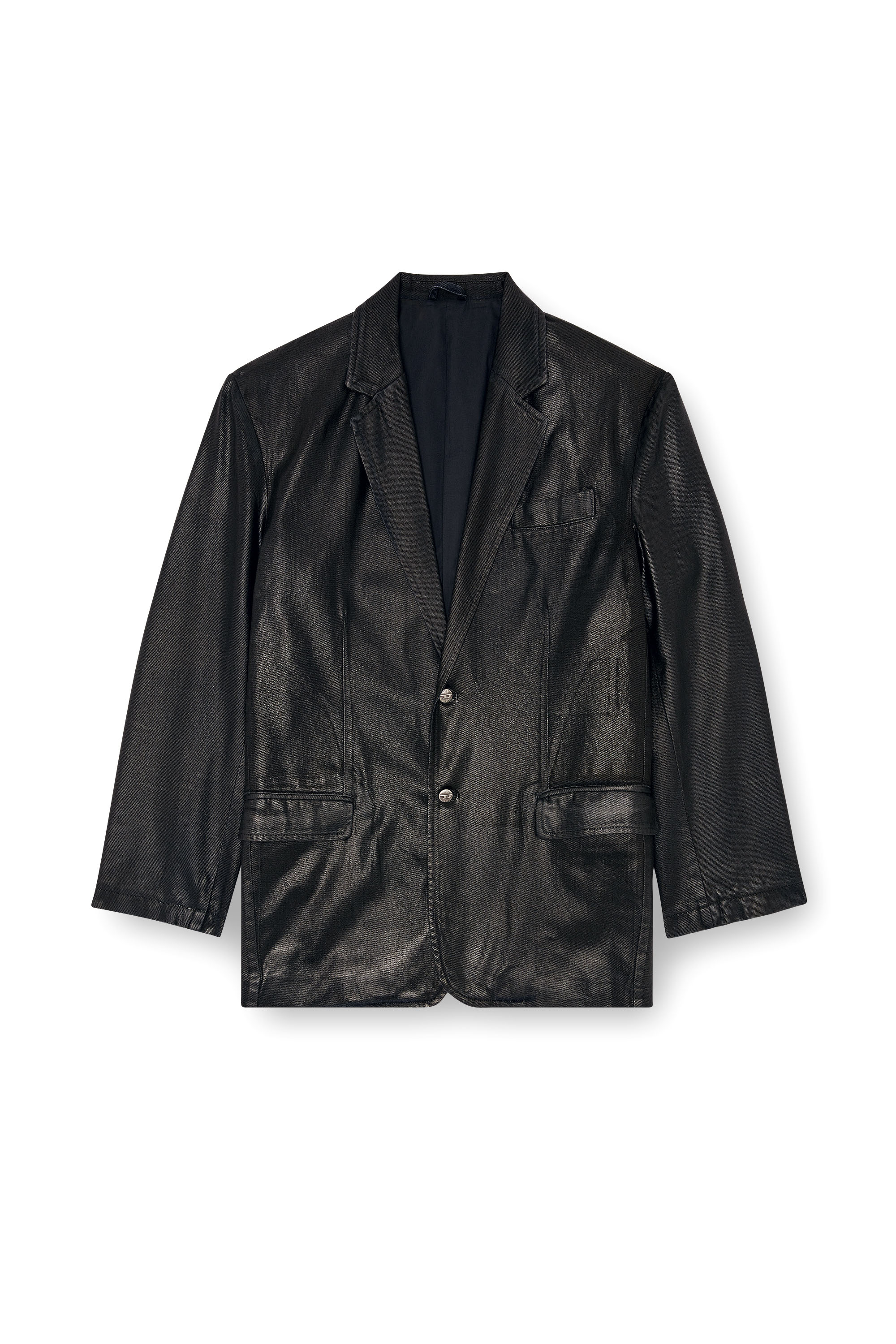 Diesel - D-BLA, Unisex's Blazer in coated tailoring denim in ブラック - 8