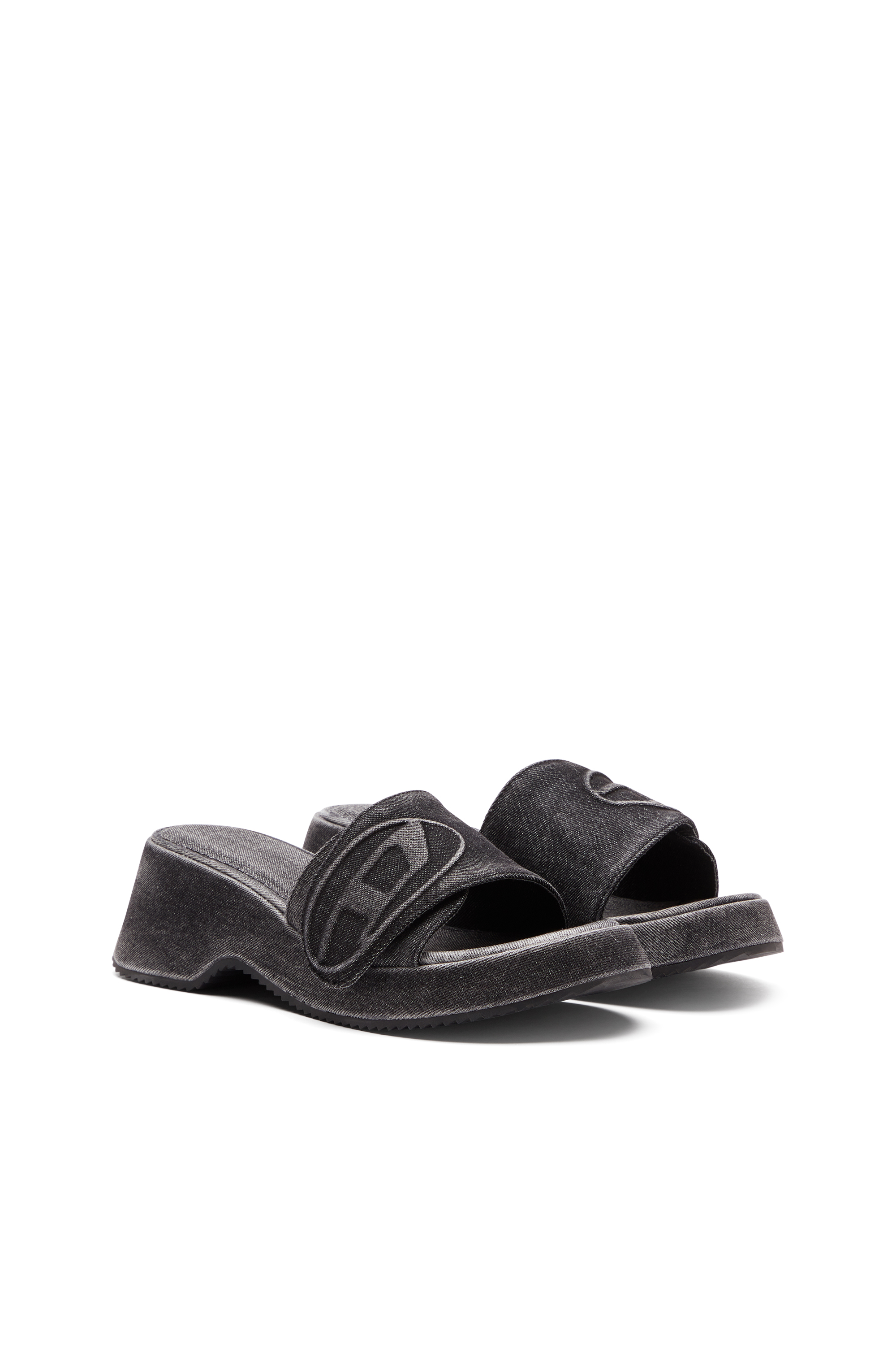 Diesel - SA-OVAL D PF W, Female's Sa-Oval D-Denim slide sandals with Oval D strap in ブラック - 2