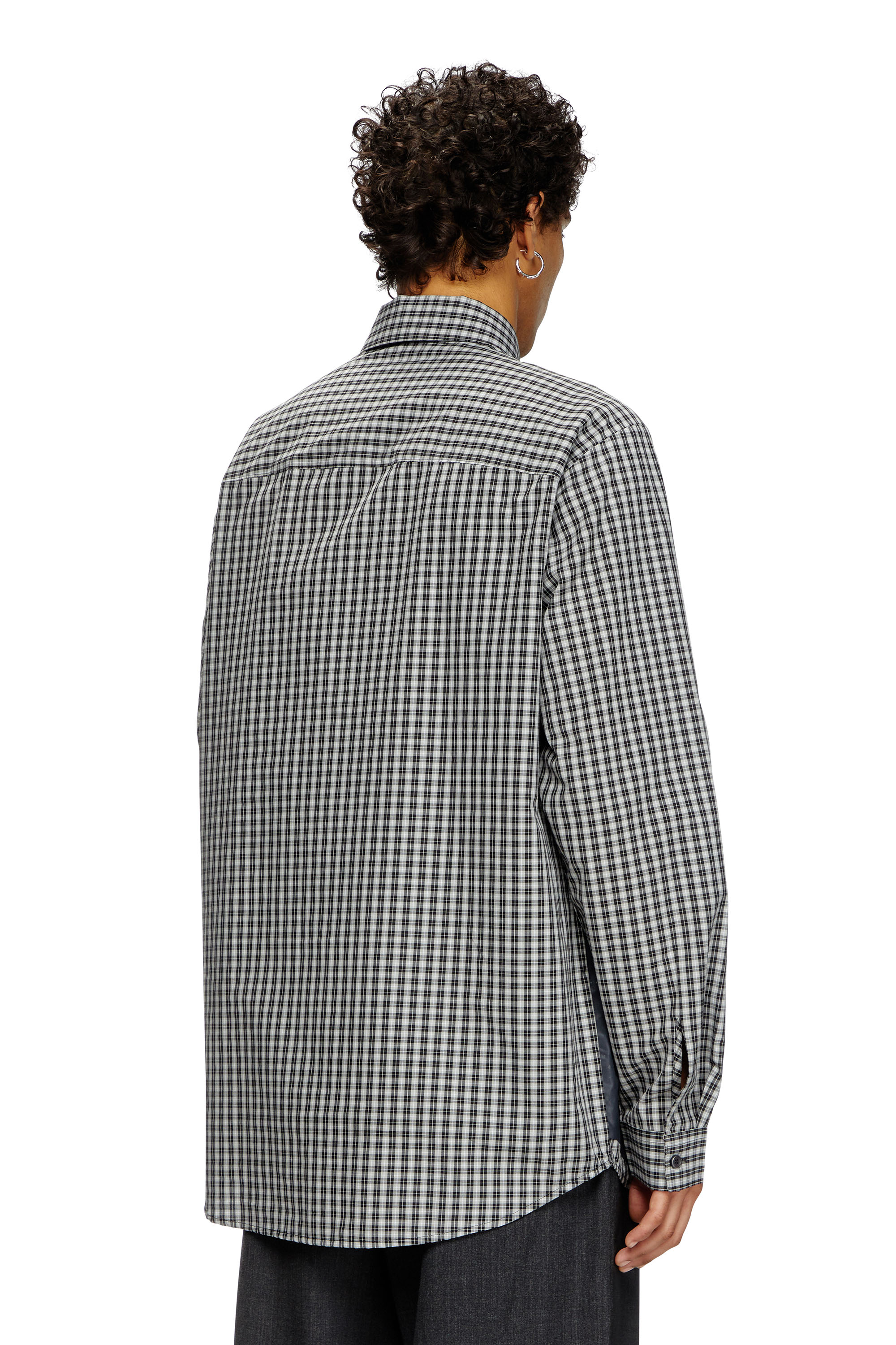 Diesel - S-BOLT, Male's Check shirt with coated front in ブラック/ホワイト - 4