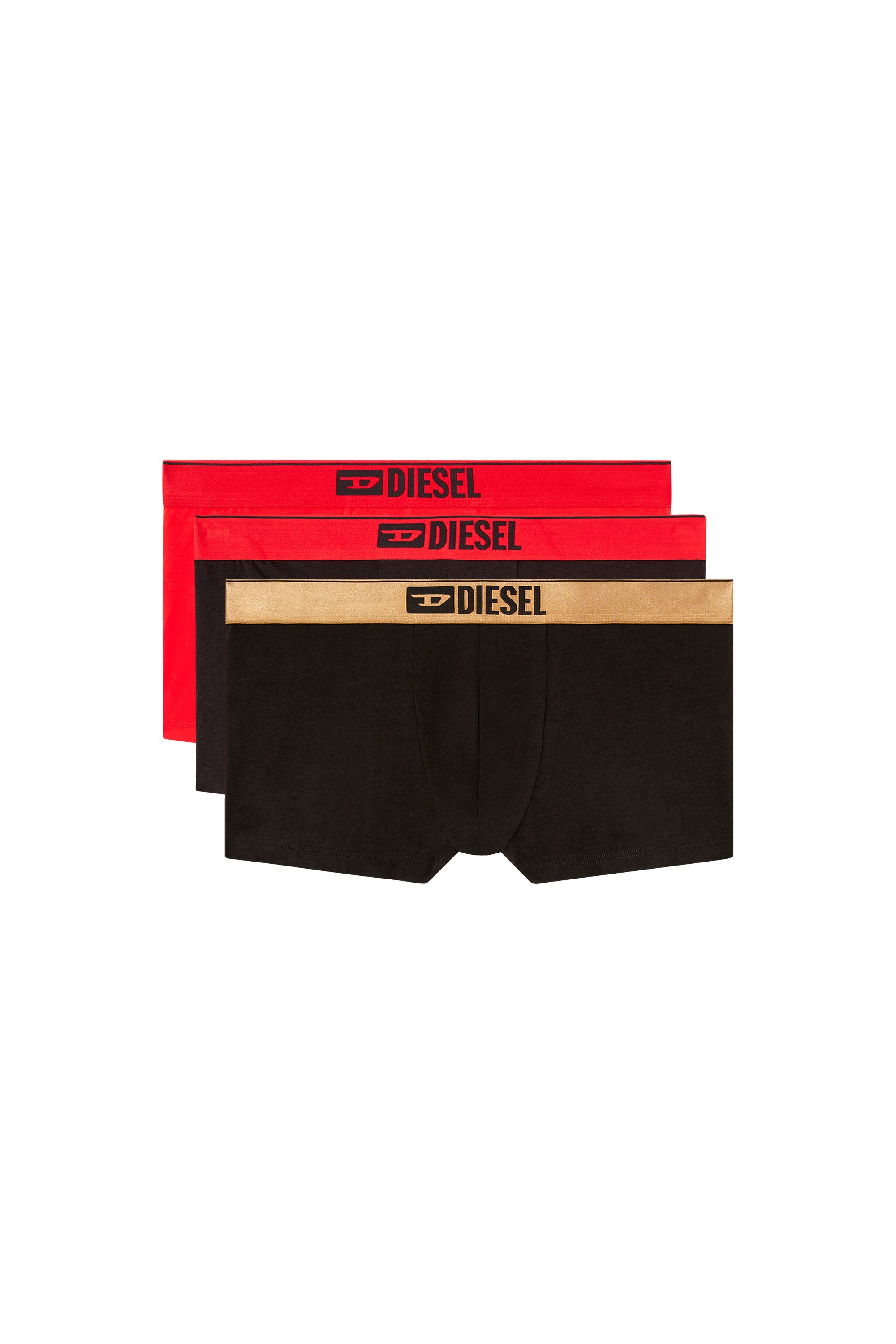 Diesel - DAMIEN-GFT-3PACK, Male's Three-pack metallic boxer briefs in ブラック/レッド - 1