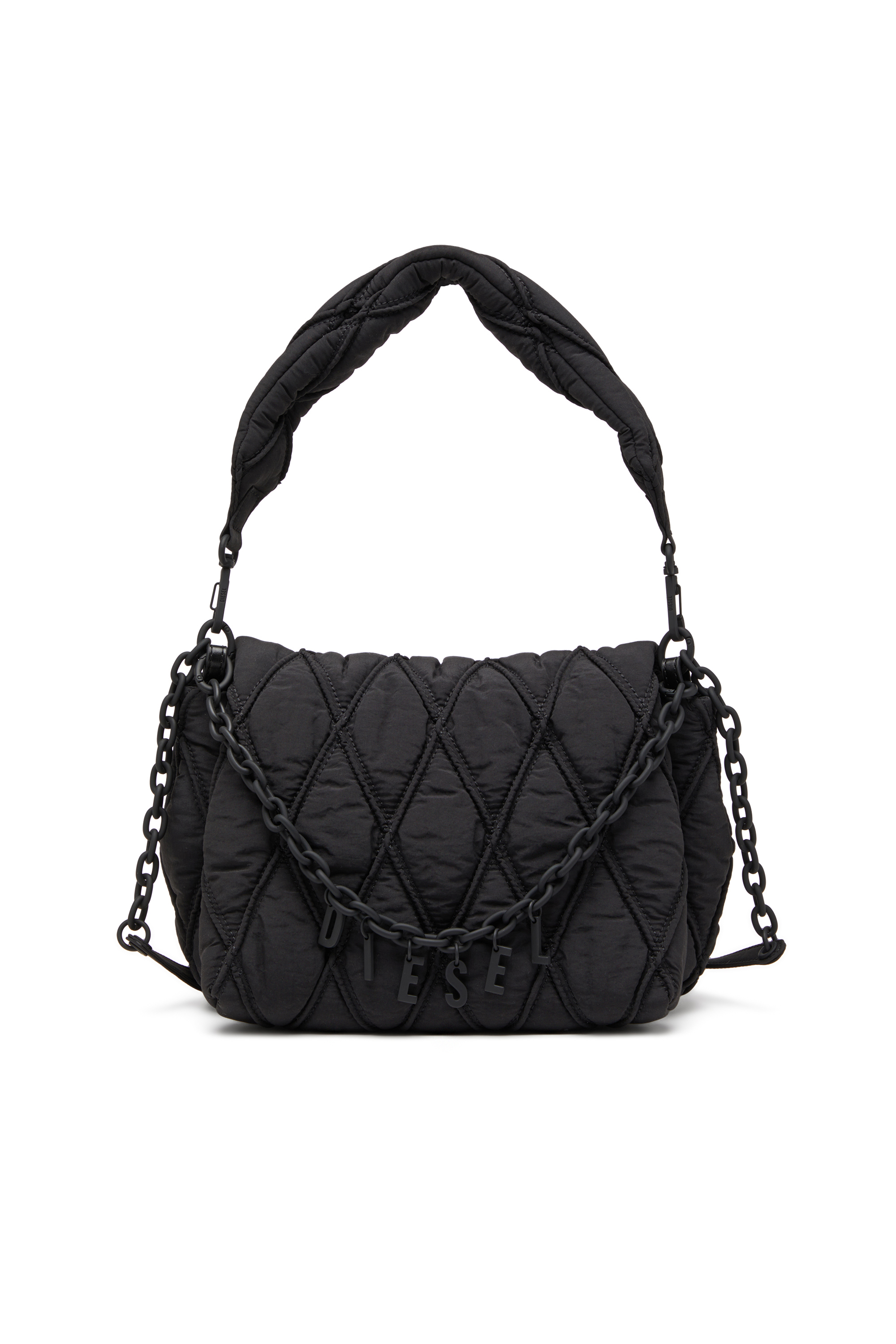 Diesel - CHARM-D SHOULDER M, Female's Charm-D M-Shoulder bag in quilted nylon in ブラック - 1