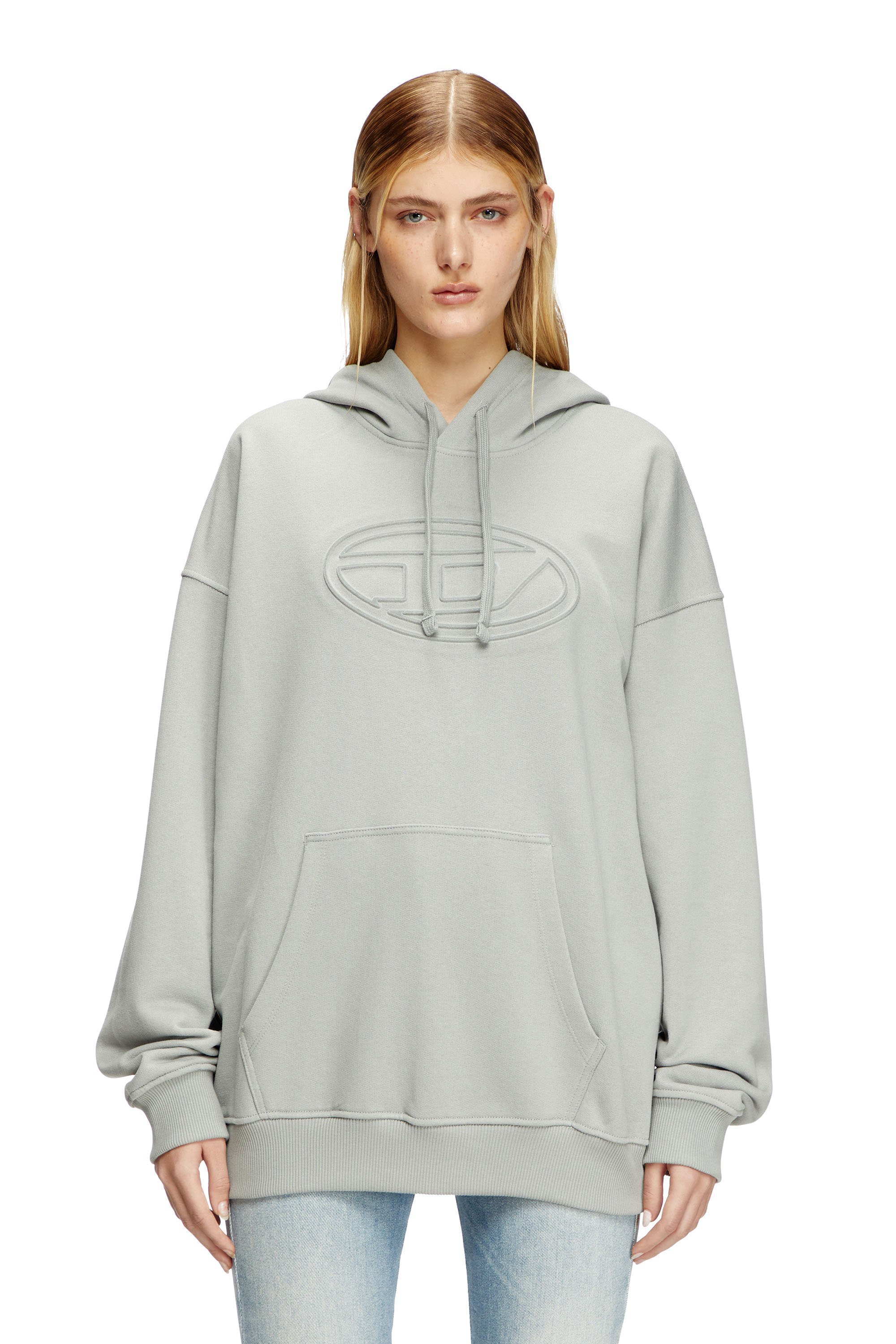 Diesel - S-UMMER-BIGOVAL, Male's Hoodie with embossed Oval D in ライトグレー - 6