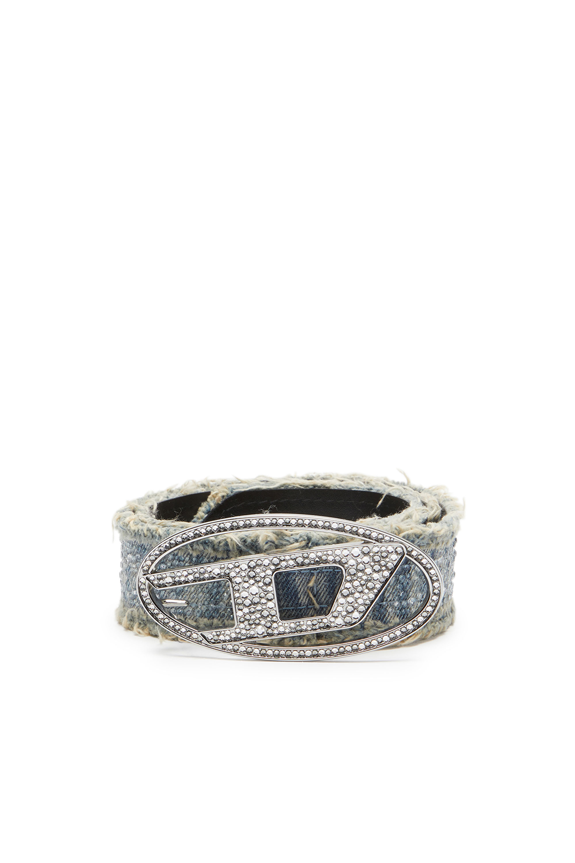 Diesel - B-1DR STRASS, Female Leather-backed denim belt with crystals in ブルー - Image 1