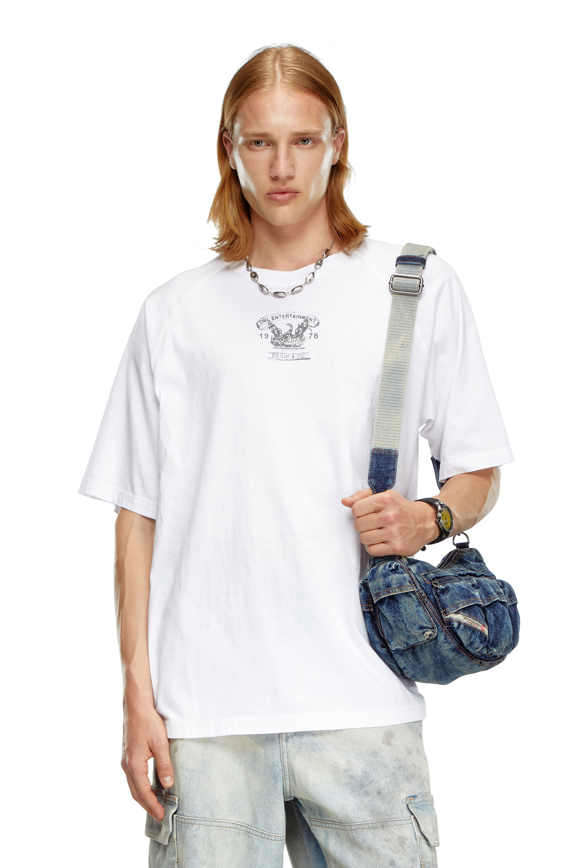 Diesel - T-ROXT-Q1, Male T-shirt with inside-out print in ホワイト - Image 1