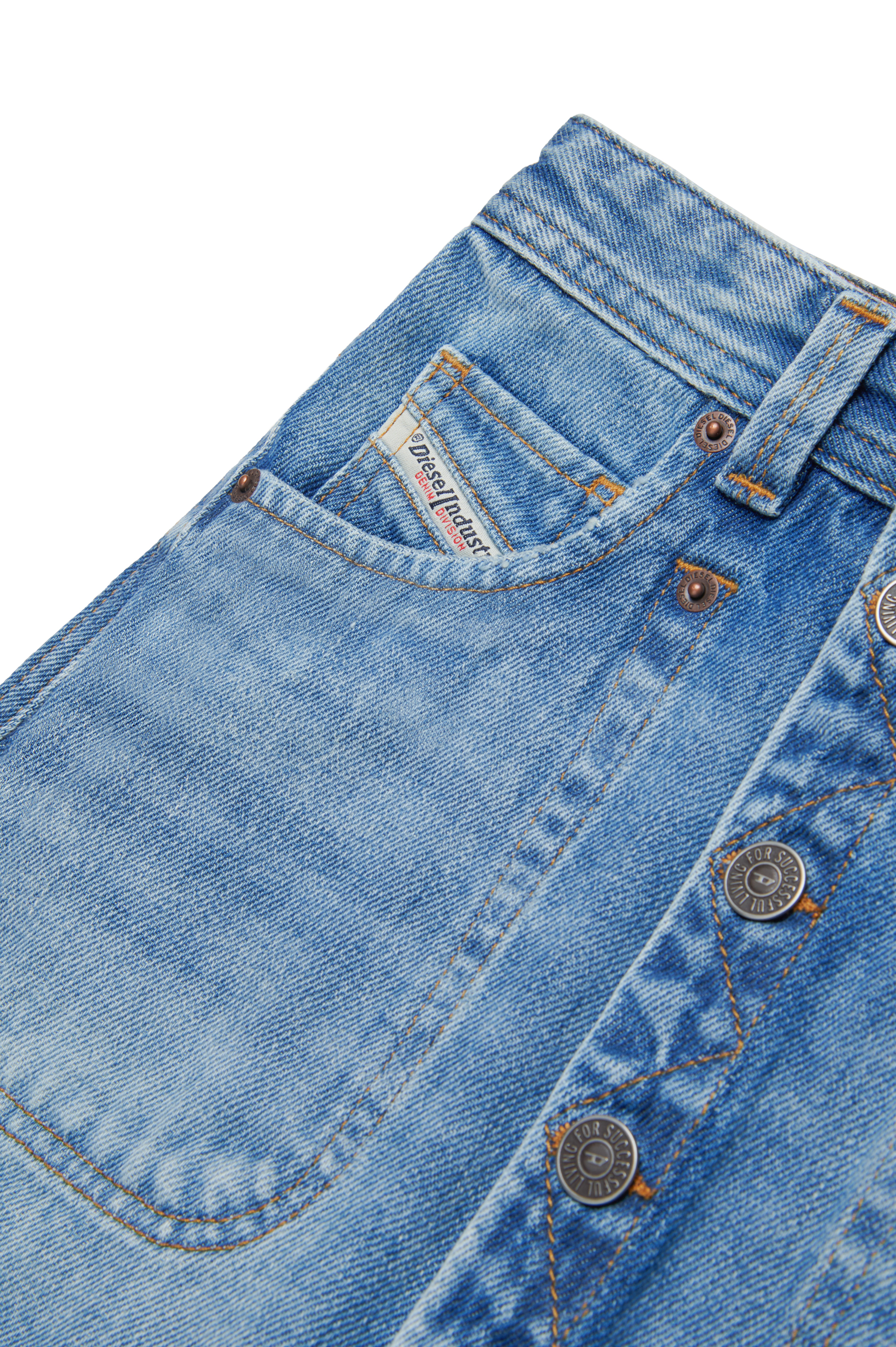 Diesel - GEALBUS, Female's Button-front denim mini skirt in ミディアムブルー - 4