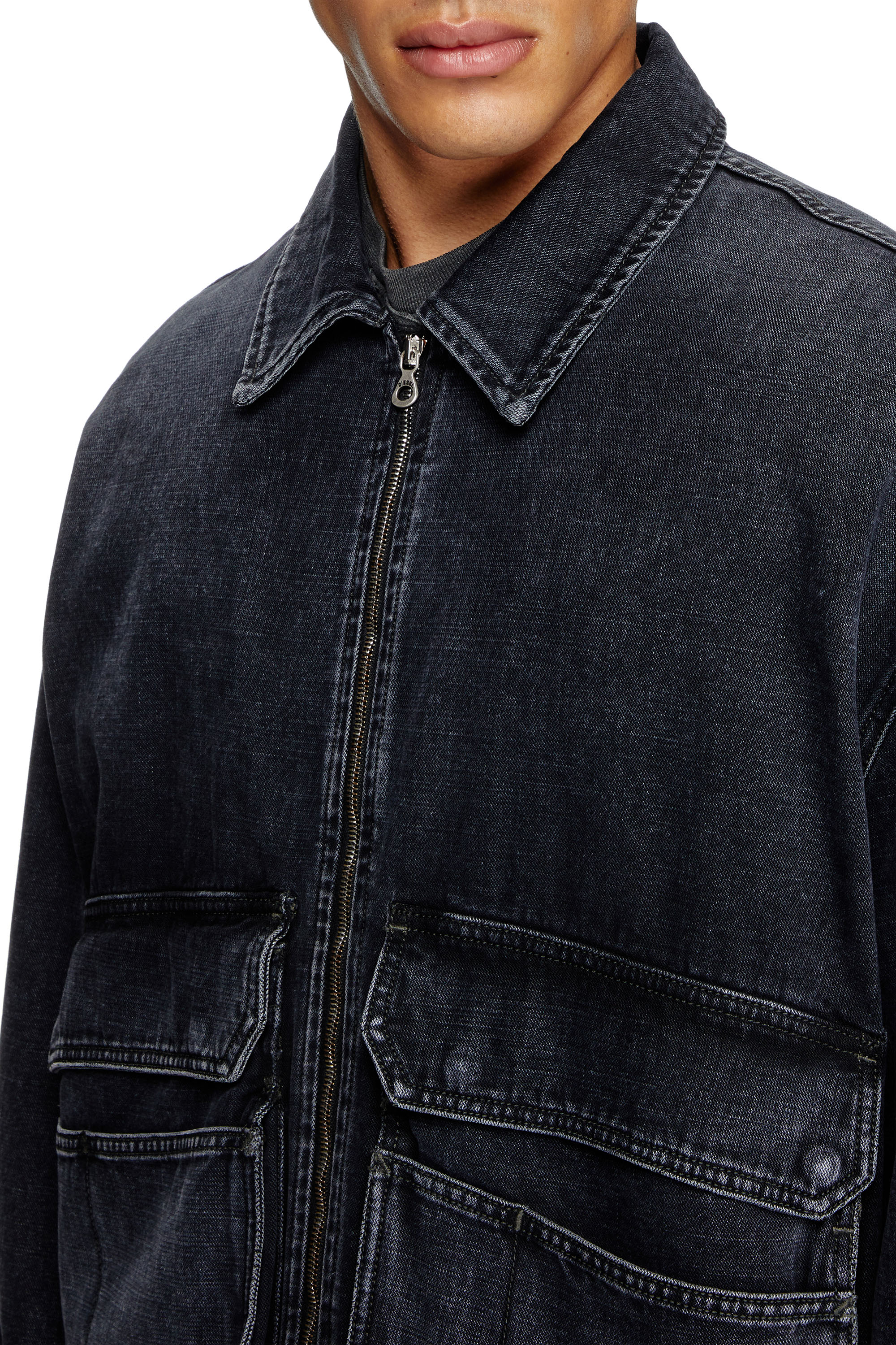 Diesel - D-KURZ, Unisex's Jacket in batavia-weave denim in ブラック - 5