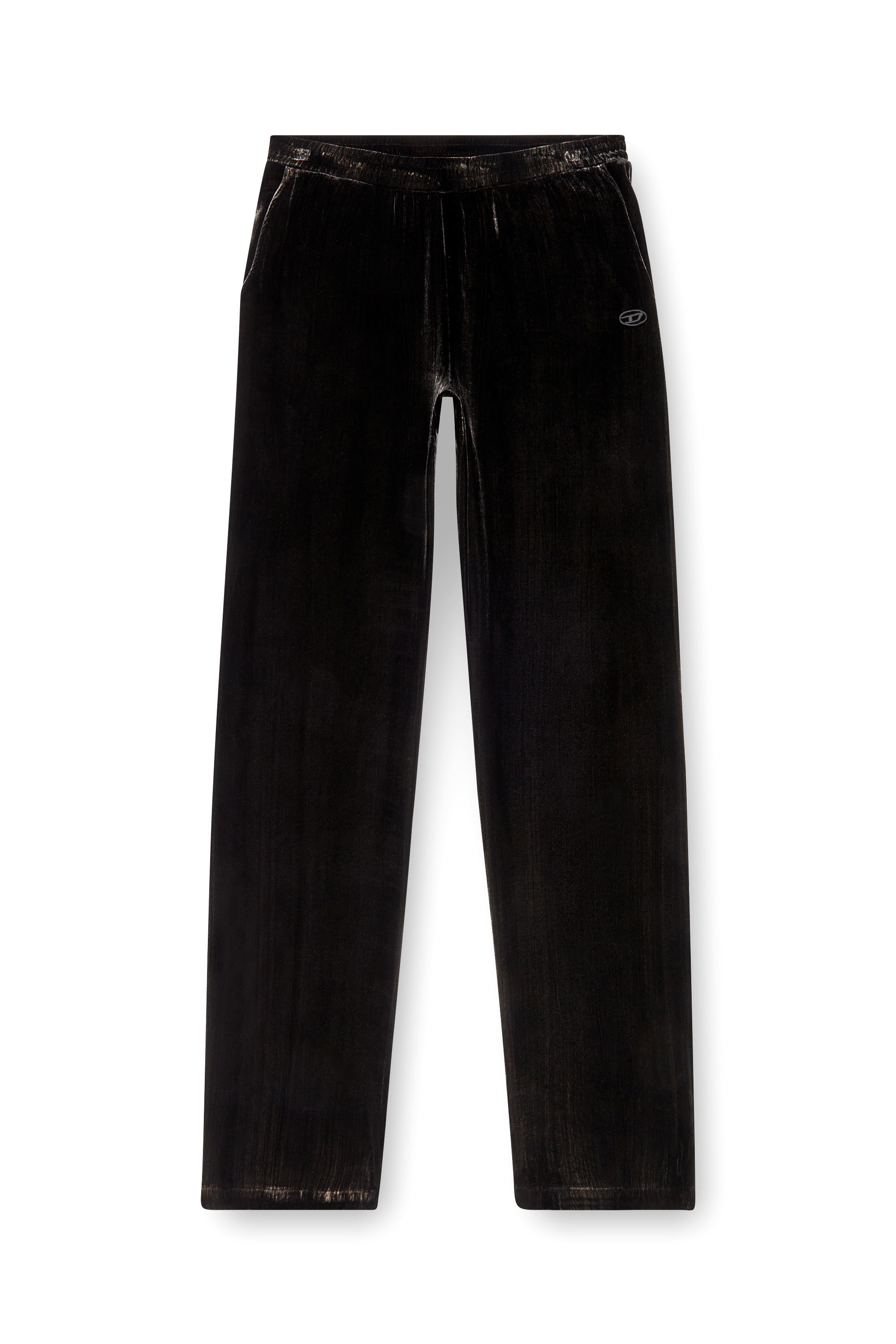 Diesel - P-SALFORD, Male Track pants in treated velvet in ブラック - Image 3