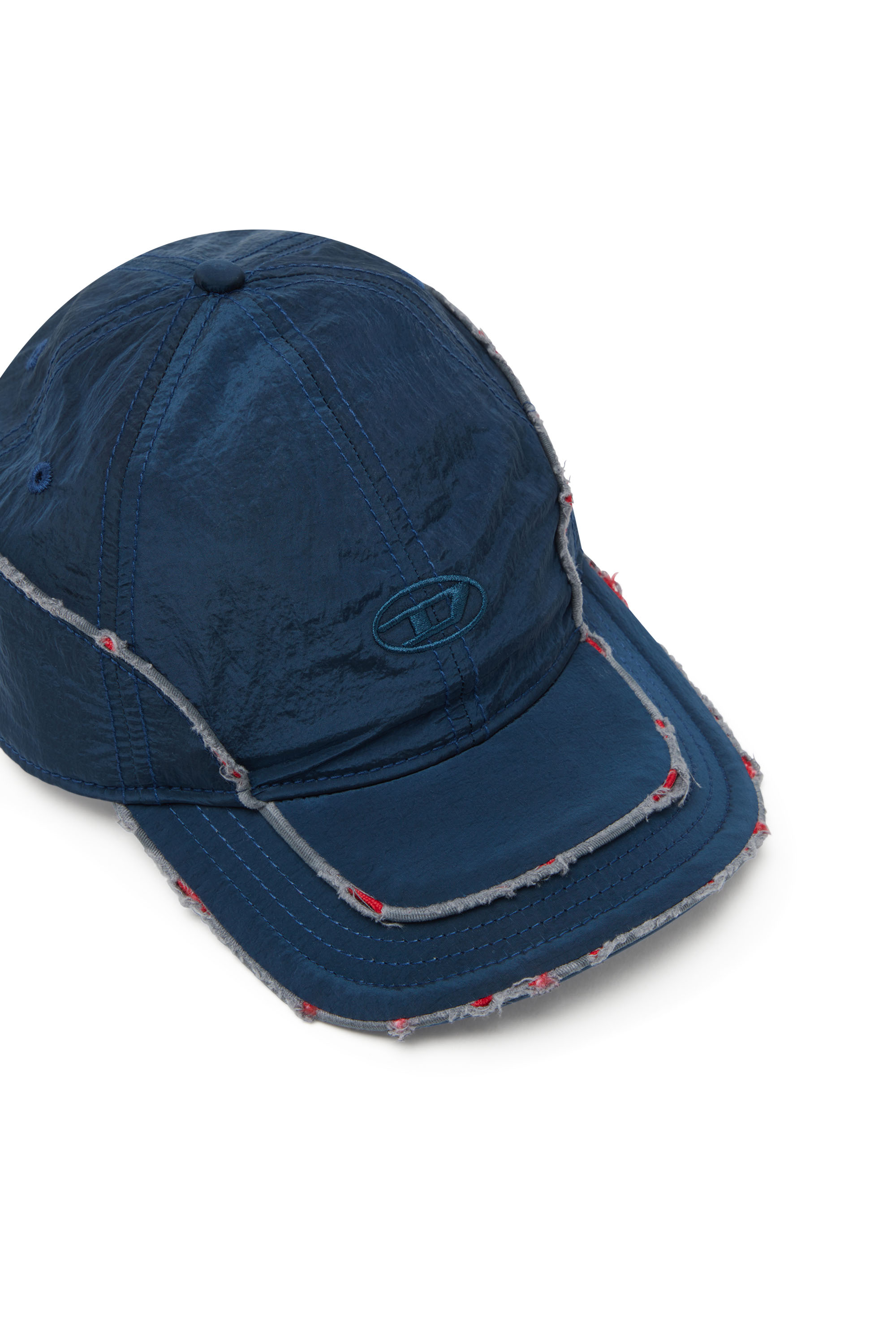 Diesel - C-ONNOR, Male's Crinkled nylon baseball cap with tonal D in ブルー - 3