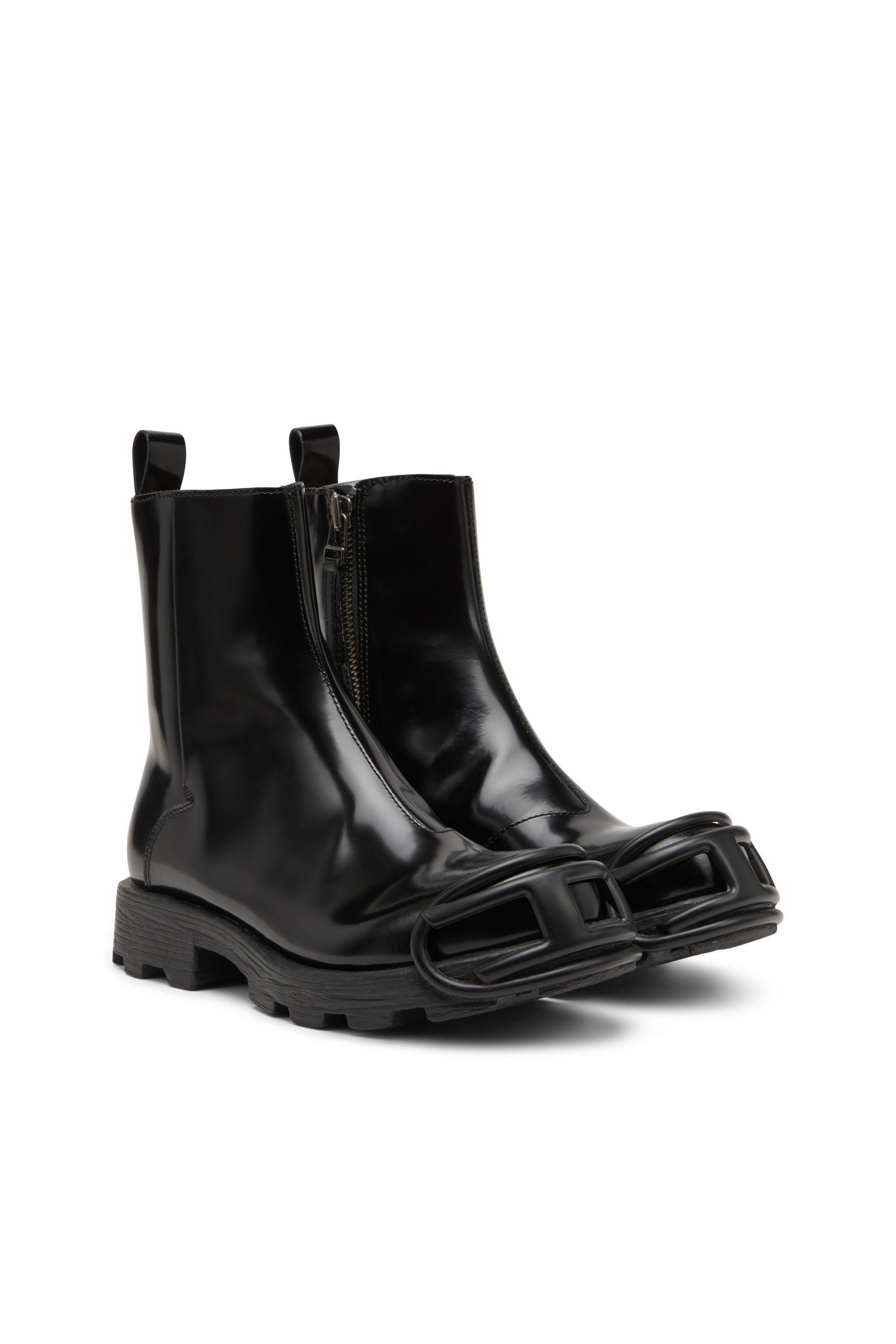 Diesel - D-HAMMER BT ZIP D, Male's D-Hammer-Leather Chelsea boots with Oval D toe caps in ブラック - 2