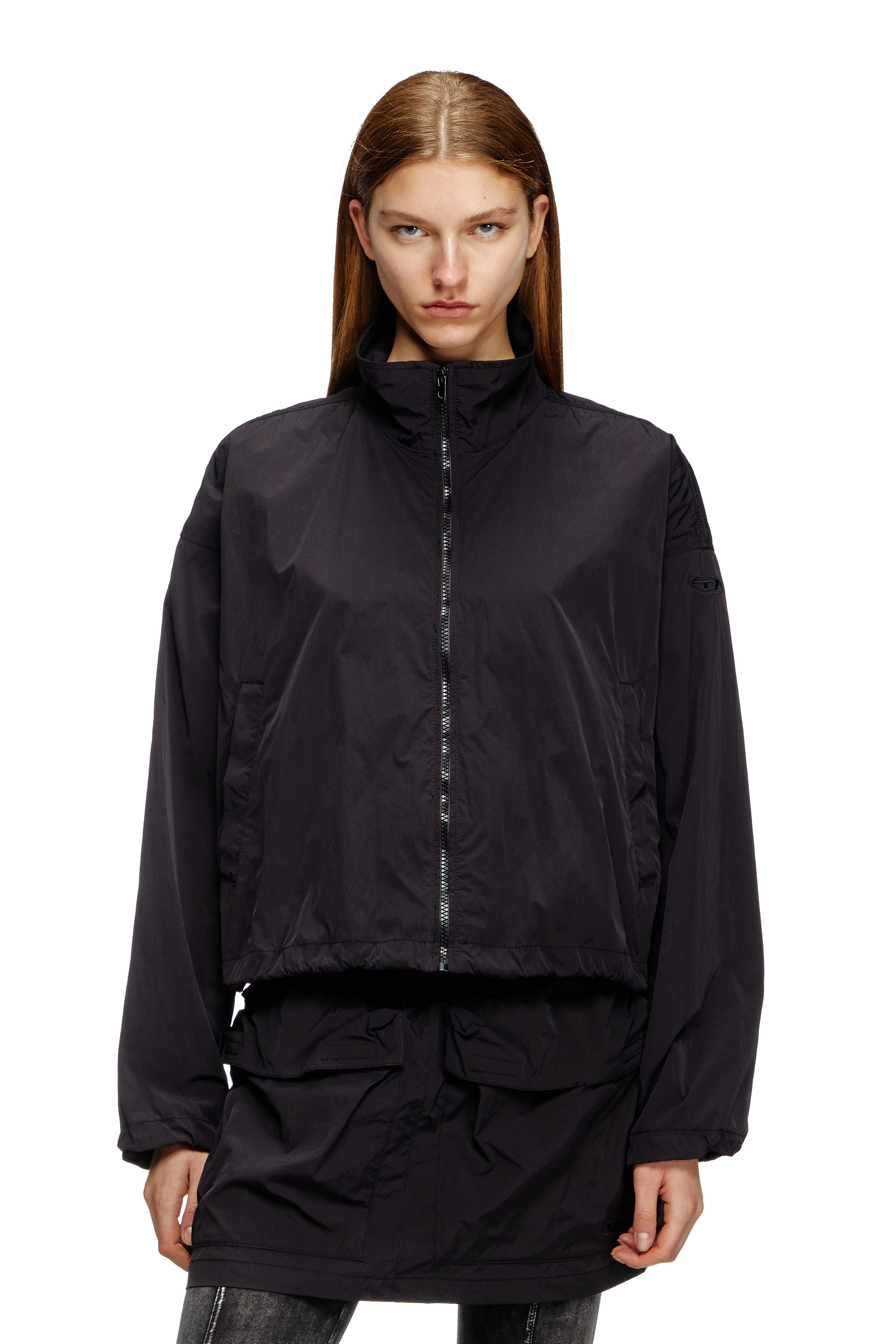 Diesel - G-LEAM, Female's Windbreaker in compact nylon in ブラック - 1