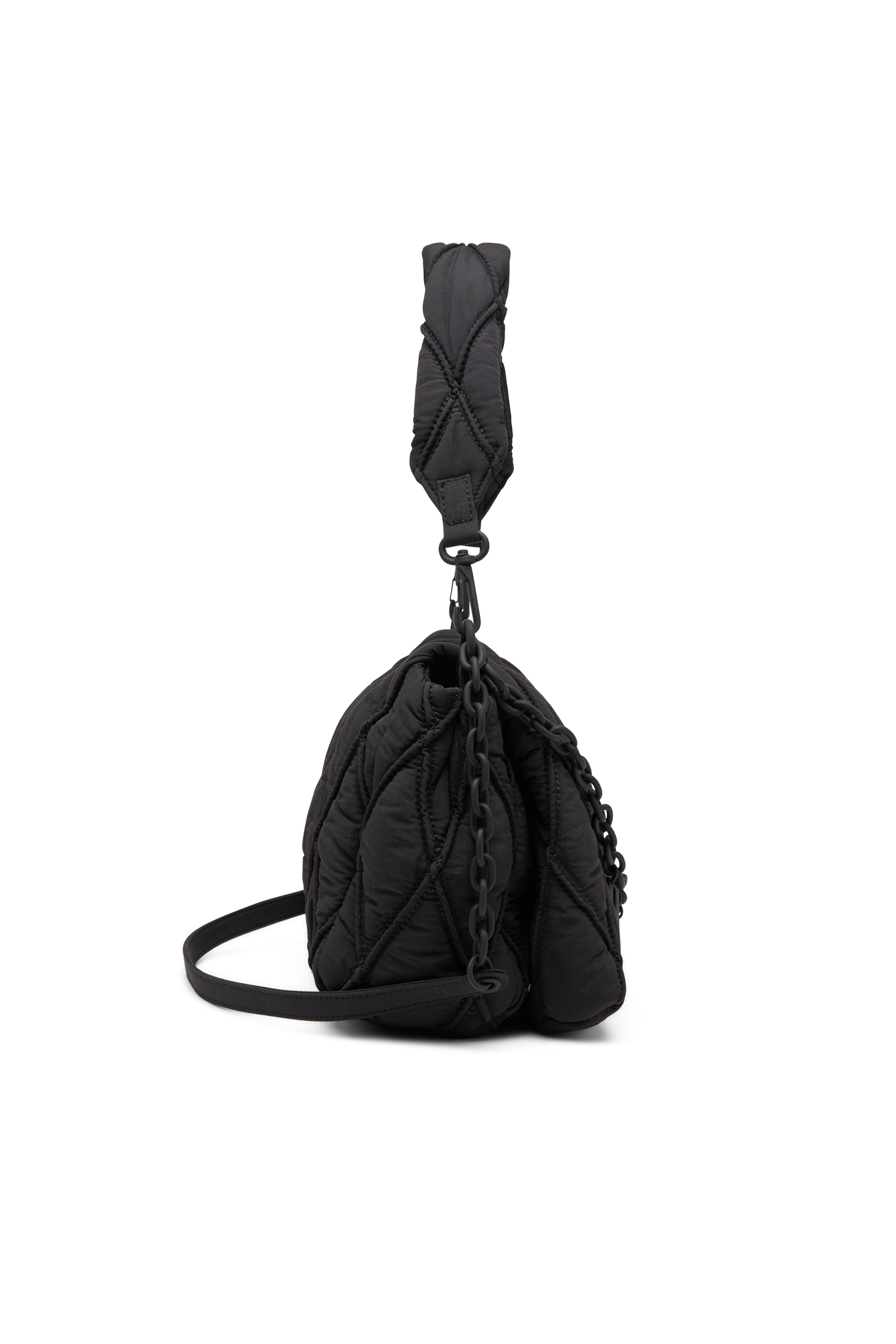 Diesel - CHARM-D SHOULDER M, Female's Charm-D M-Shoulder bag in quilted nylon in ブラック - 4