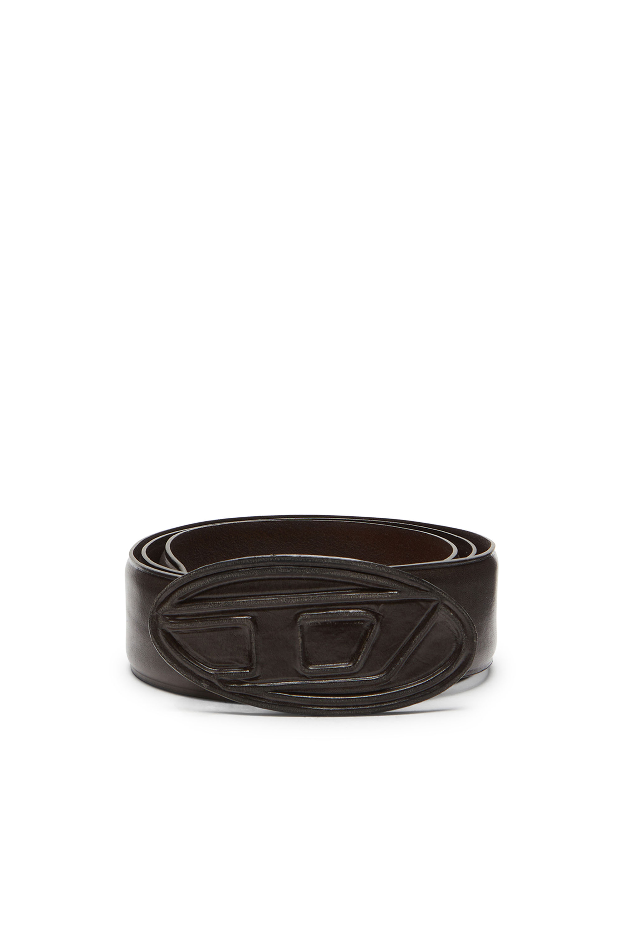Diesel - B-1DR SCRATCH, Male Leather belt with leather-covered buckle in ブラウン - Image 1
